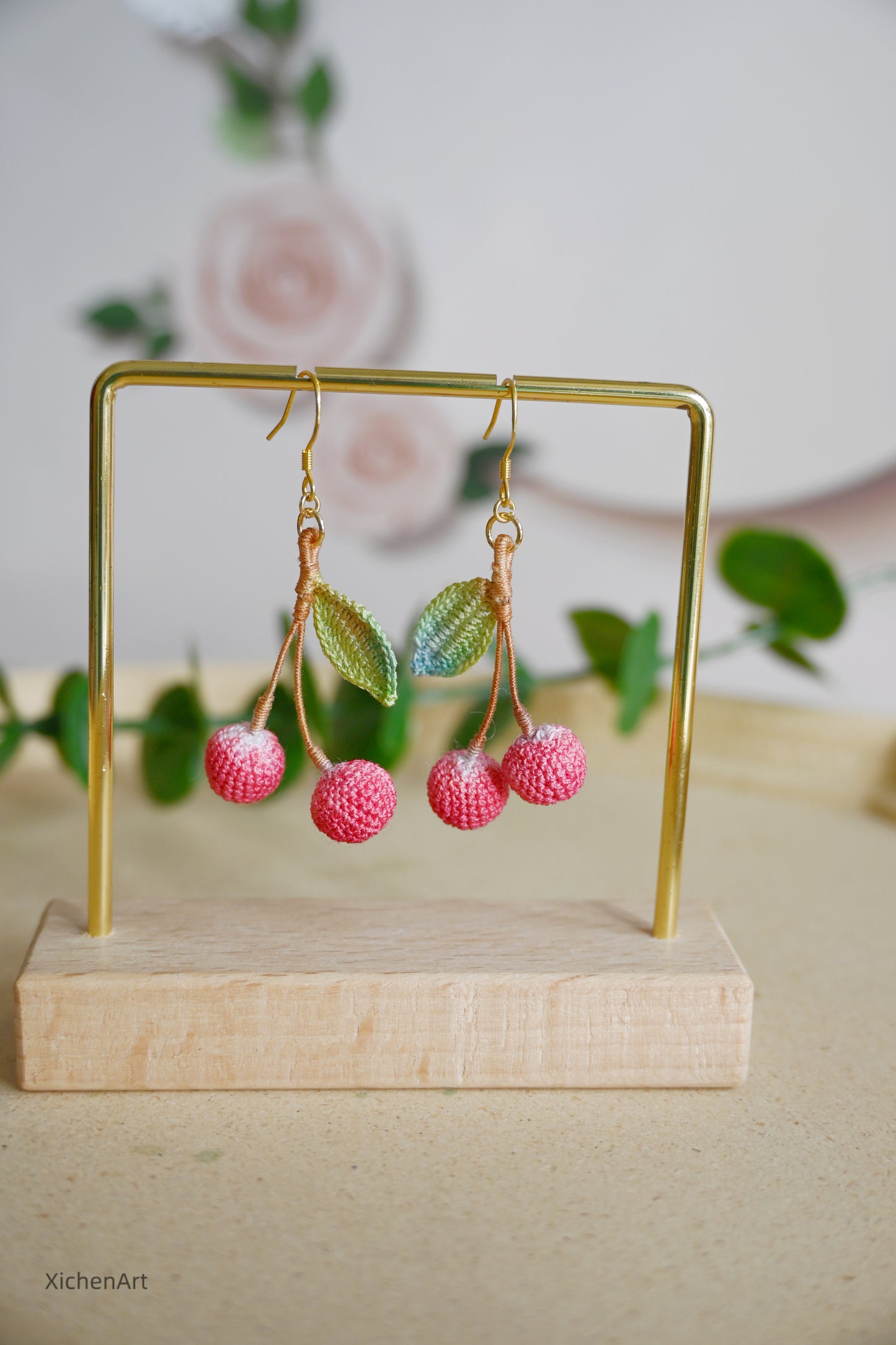 micro crochet lychee earring