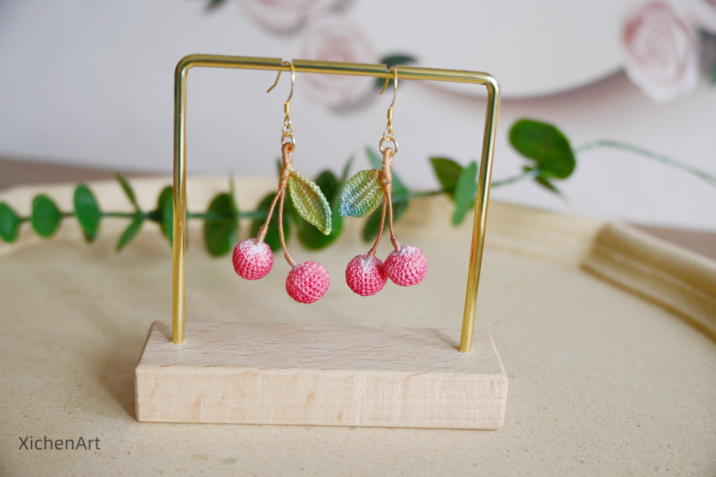 micro crochet lychee earring