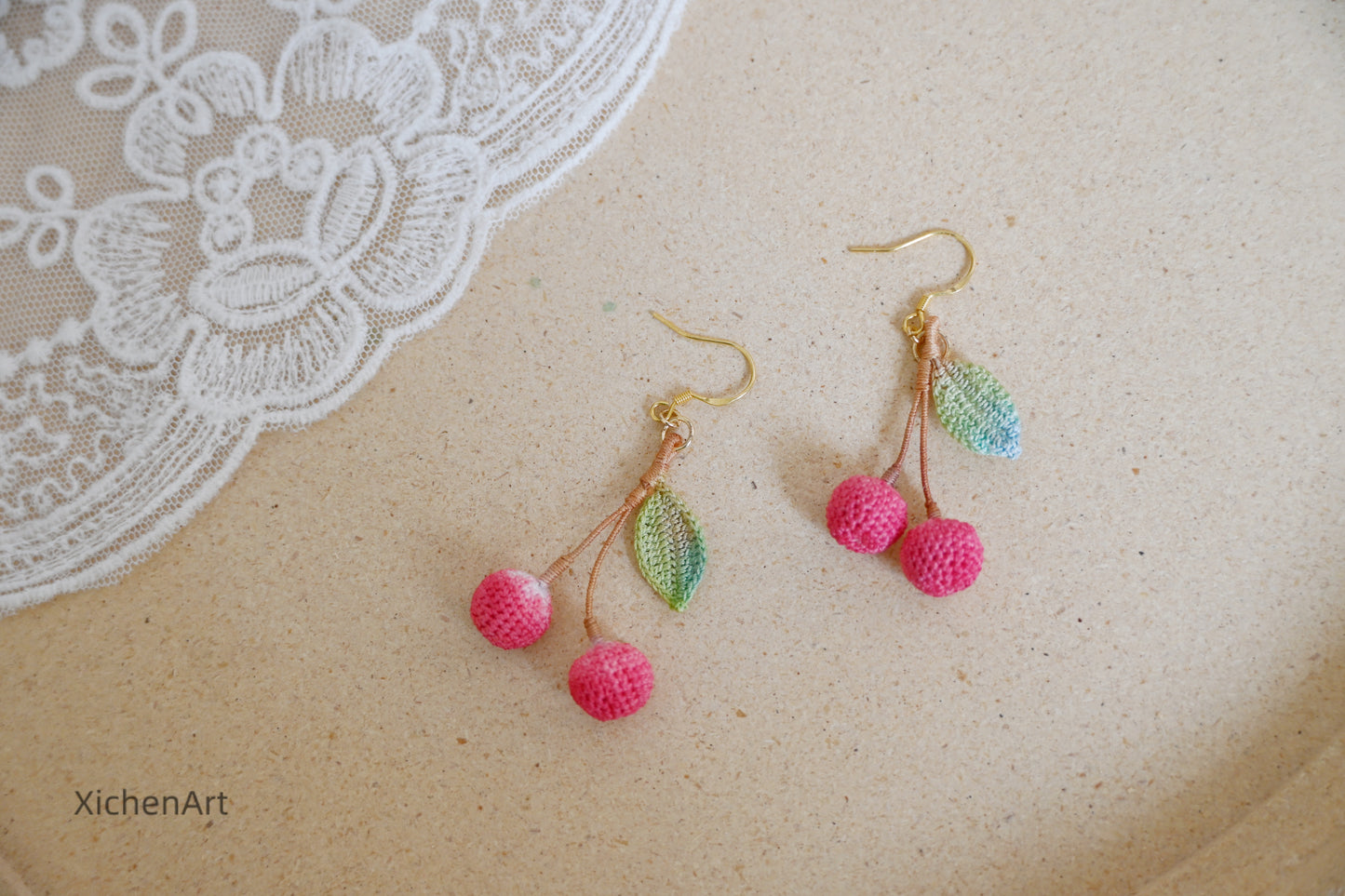 micro crochet lychee earring