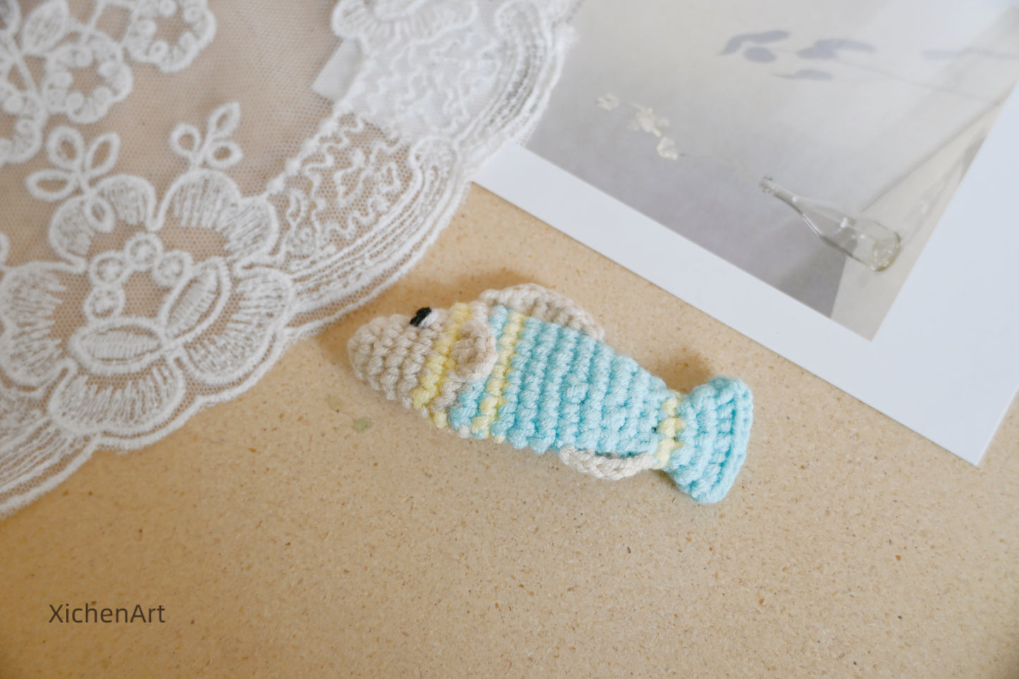 cute crochet fish hair clip