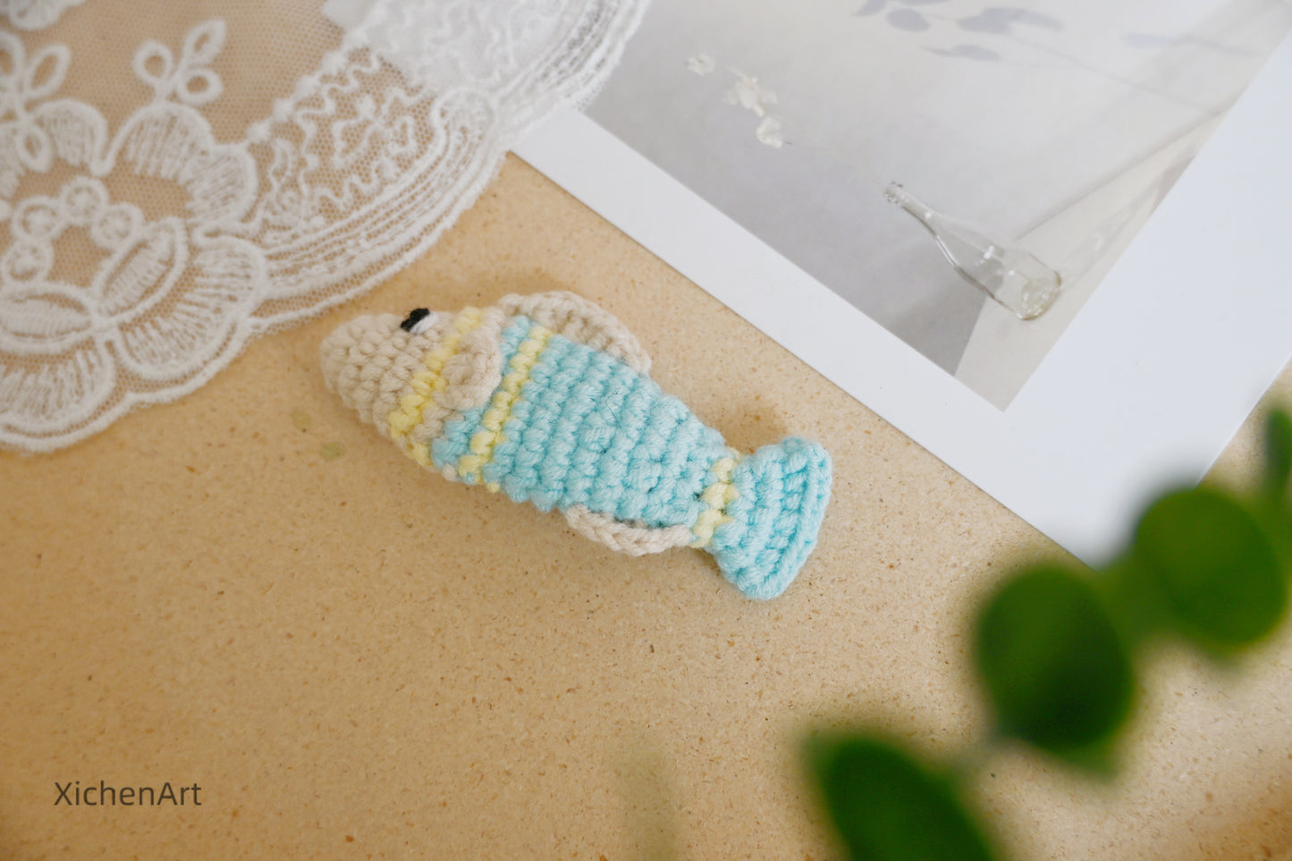 cute crochet fish hair clip