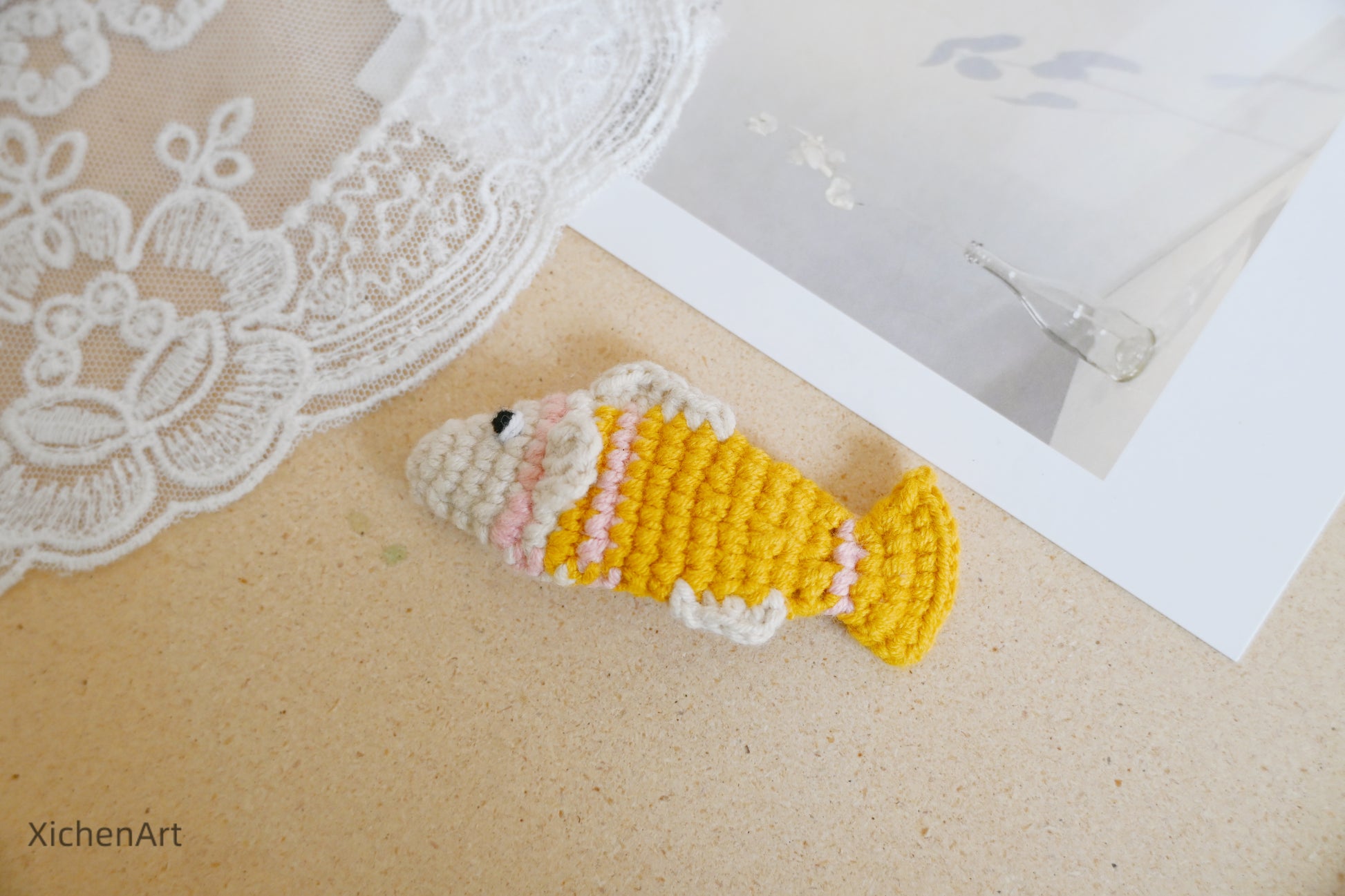 cute crochet fish hair clip