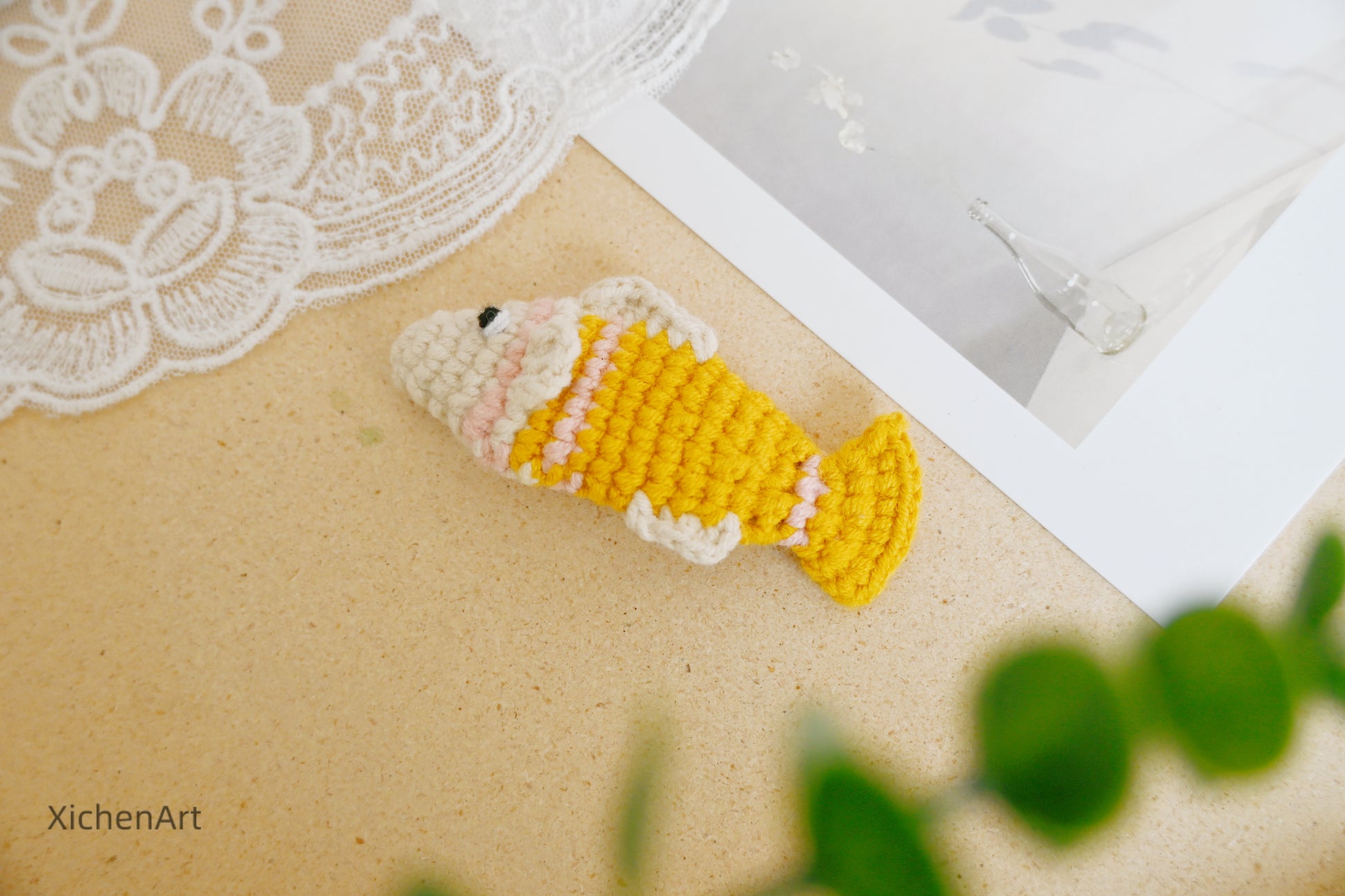 cute crochet fish hair clip