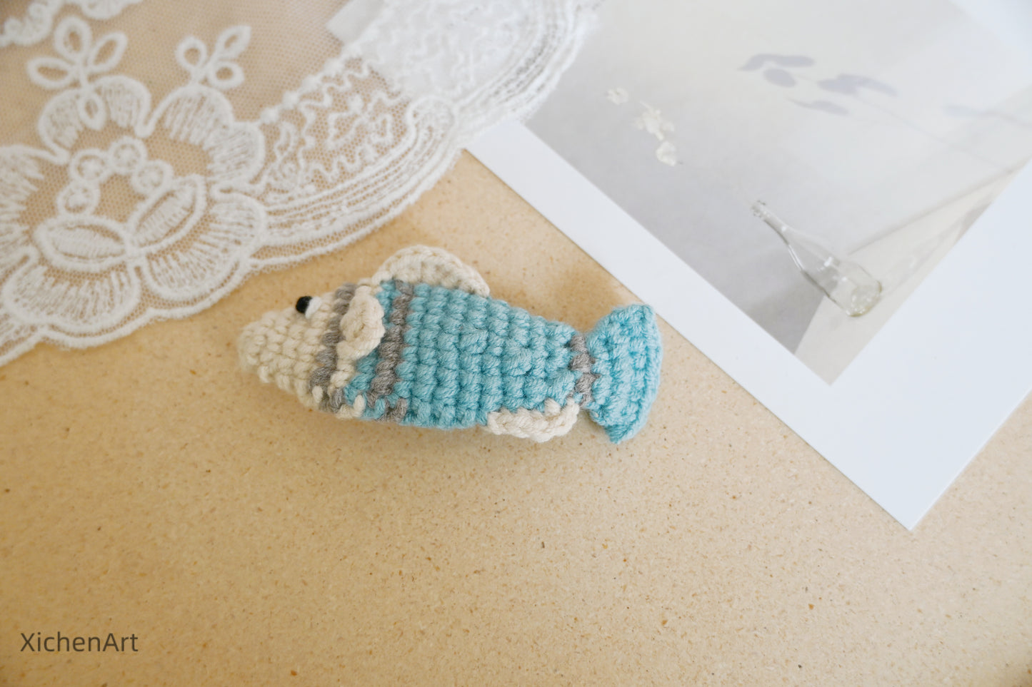 cute crochet fish hair clip