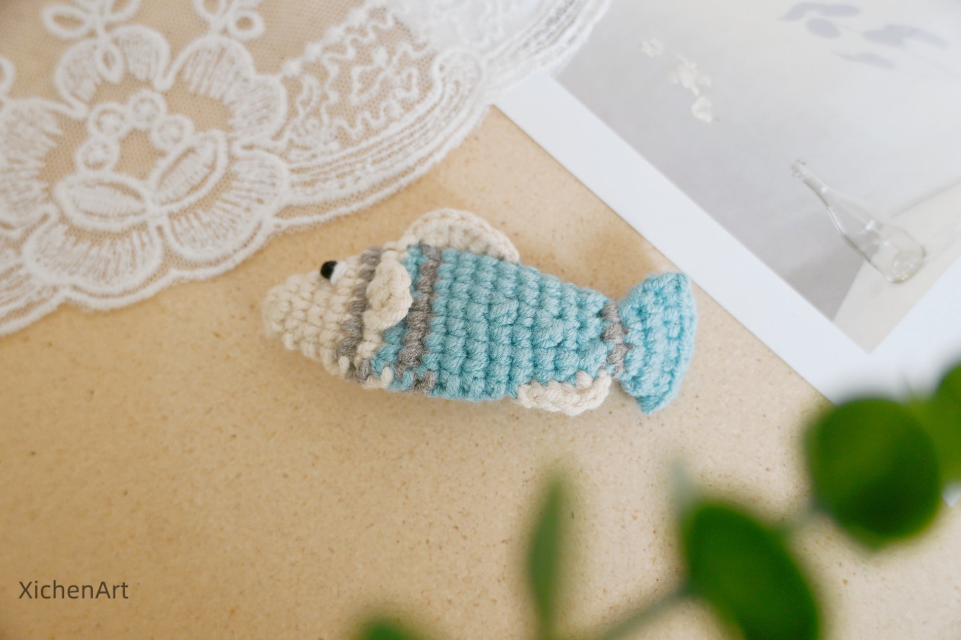 cute crochet fish hair clip