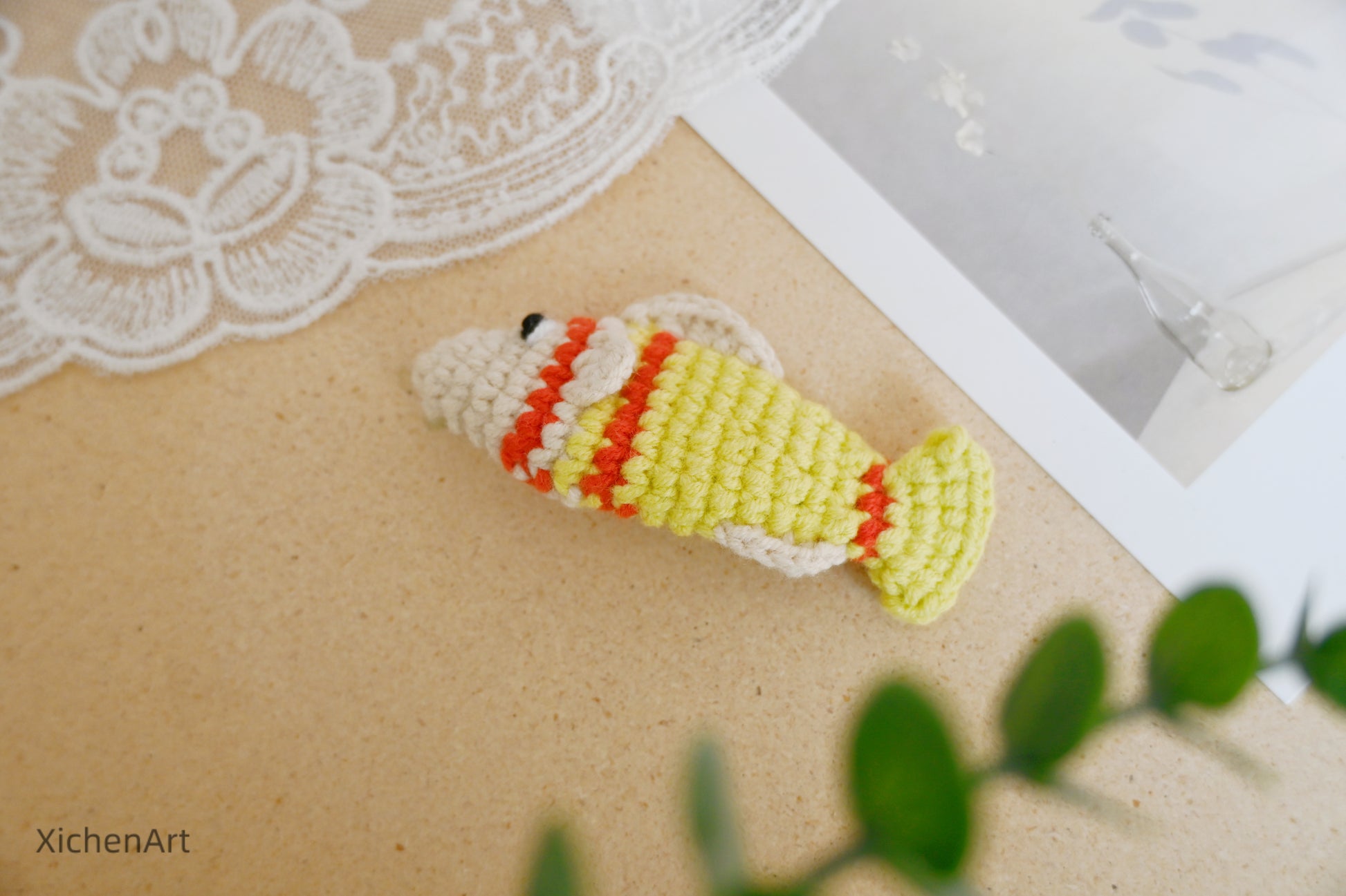 cute crochet fish hair clip