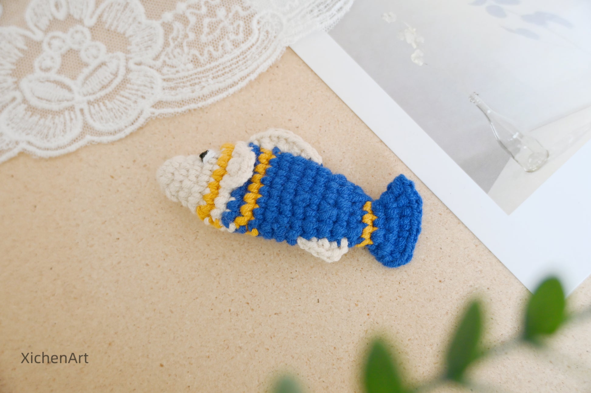 cute crochet fish hair clip