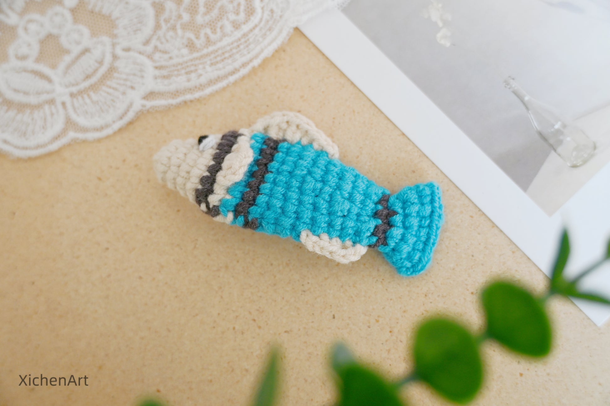 cute crochet fish hair clip