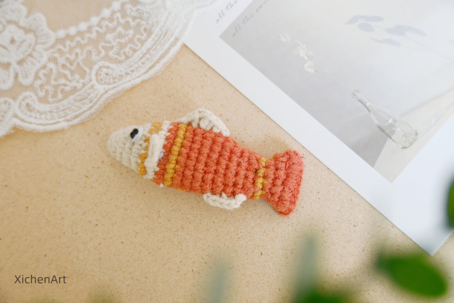 cute crochet fish hair clip