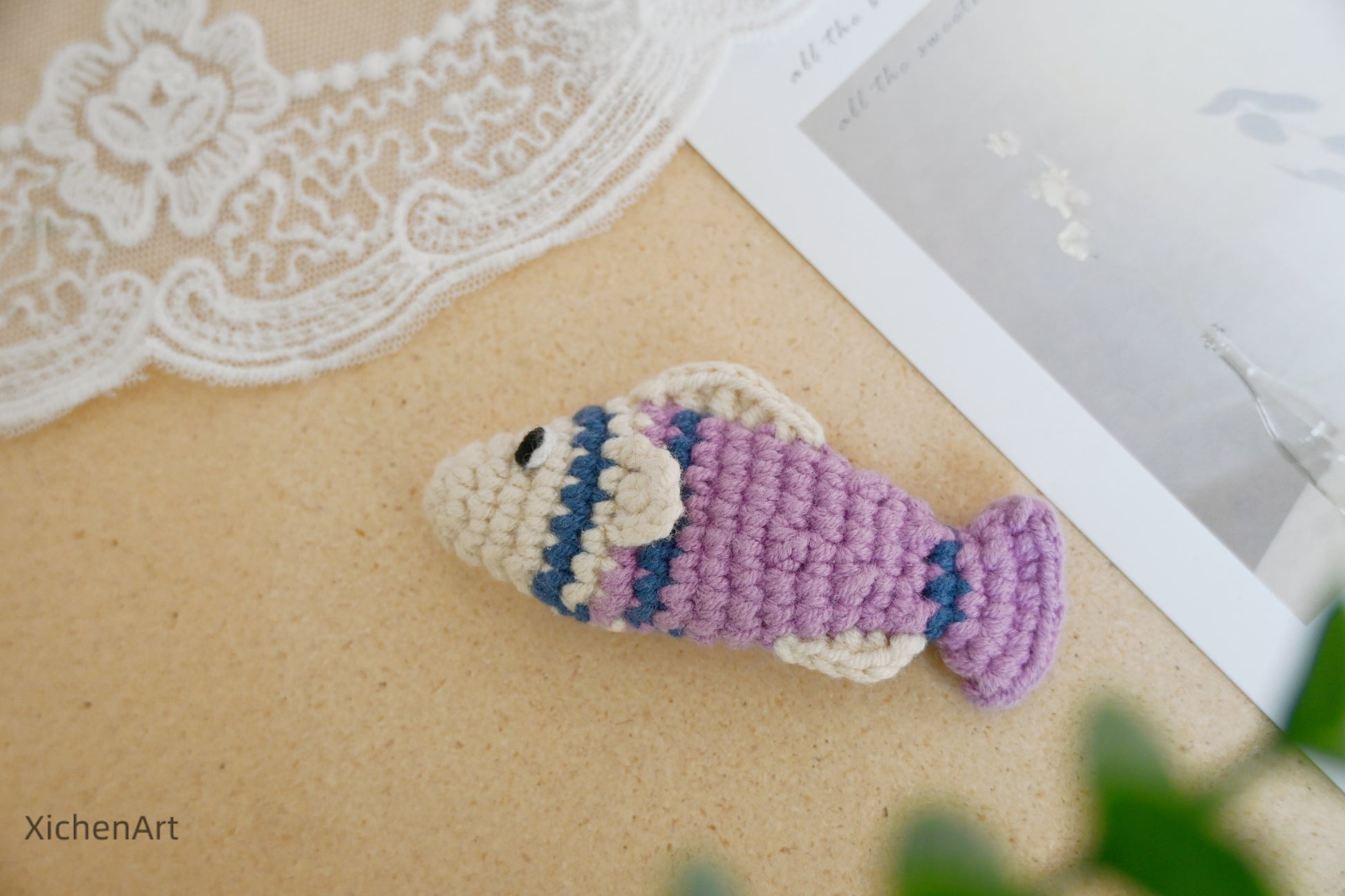 cute crochet fish hair clip