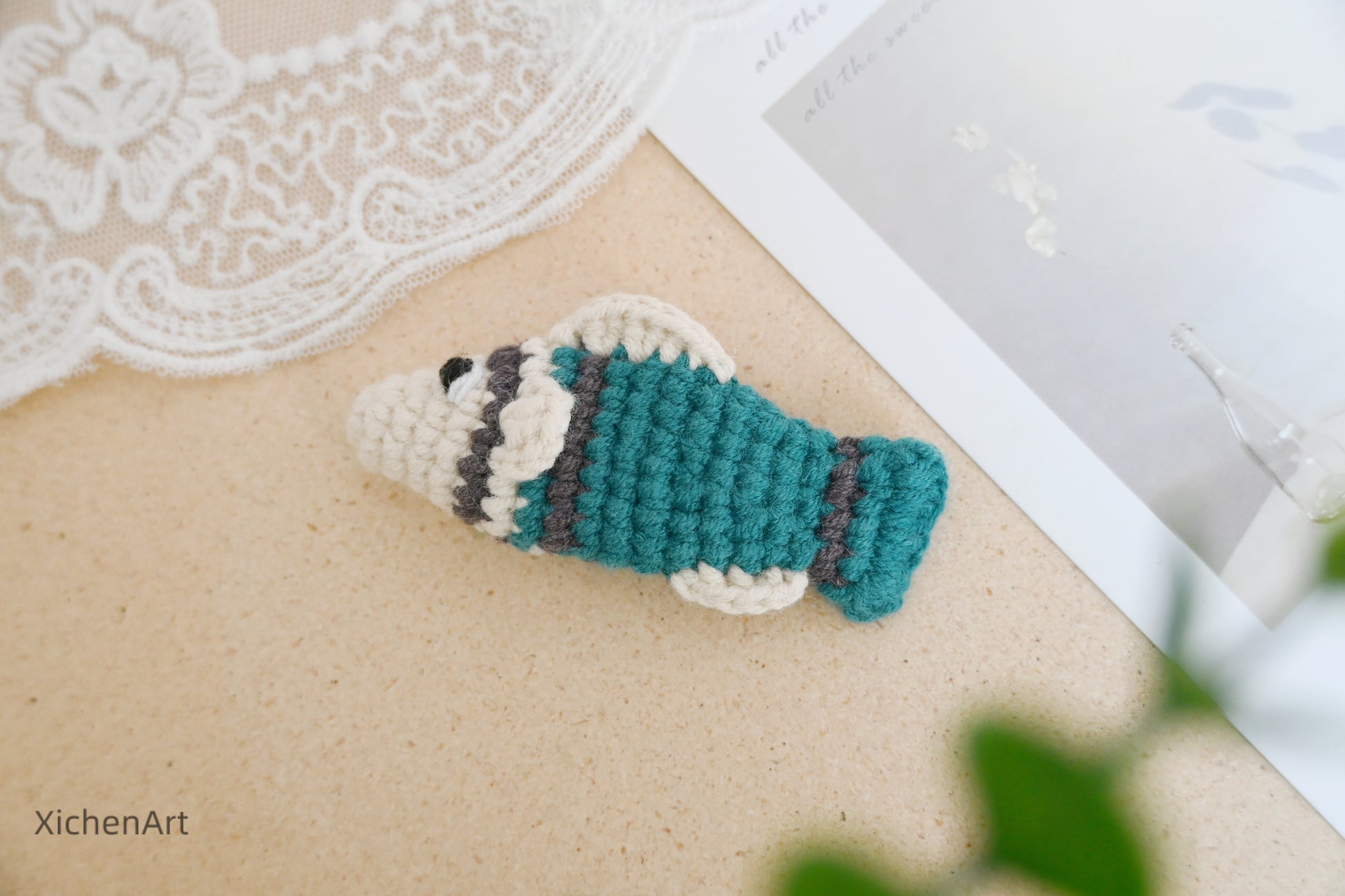 cute crochet fish hair clip