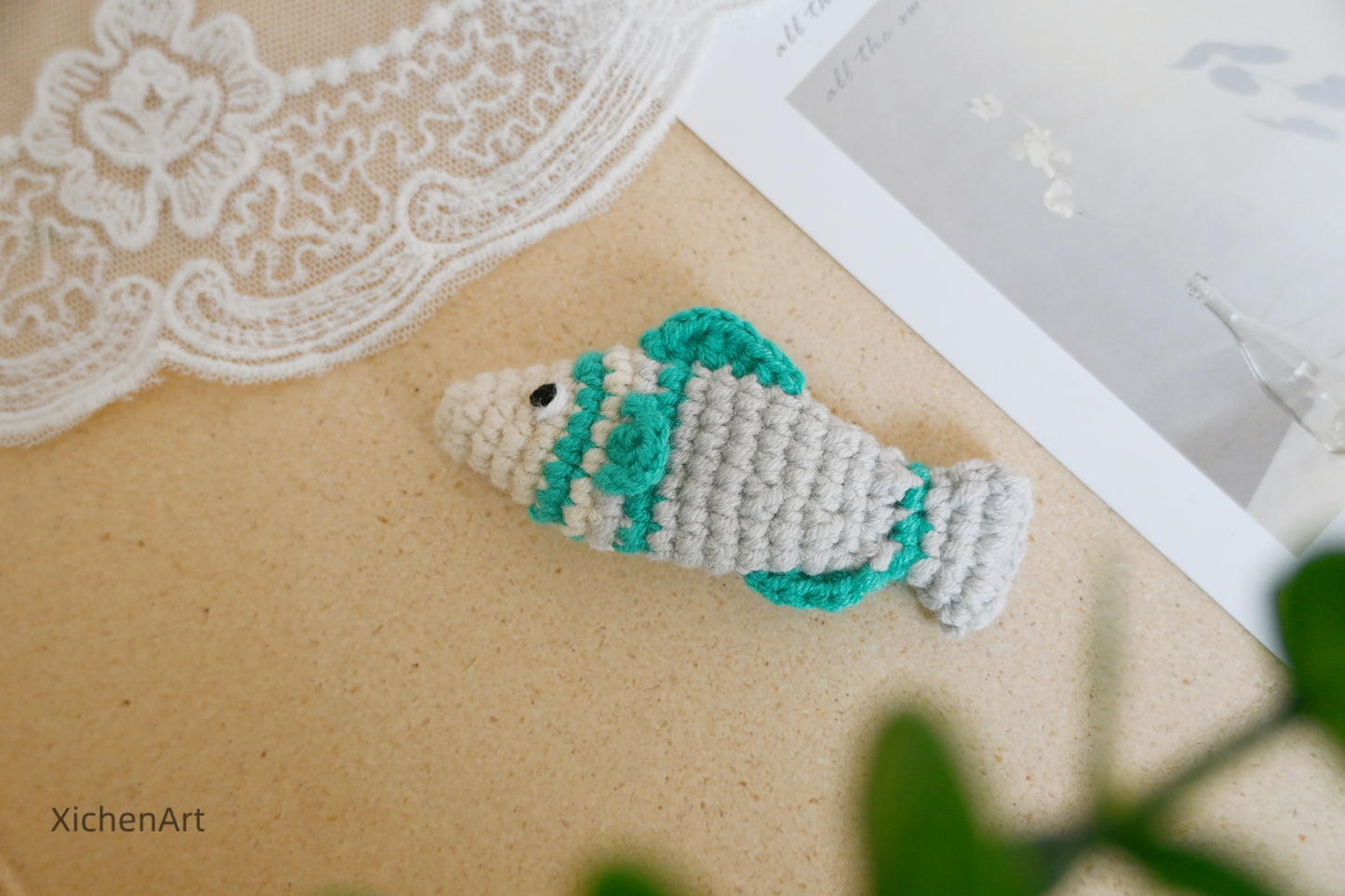 cute crochet fish hair clip