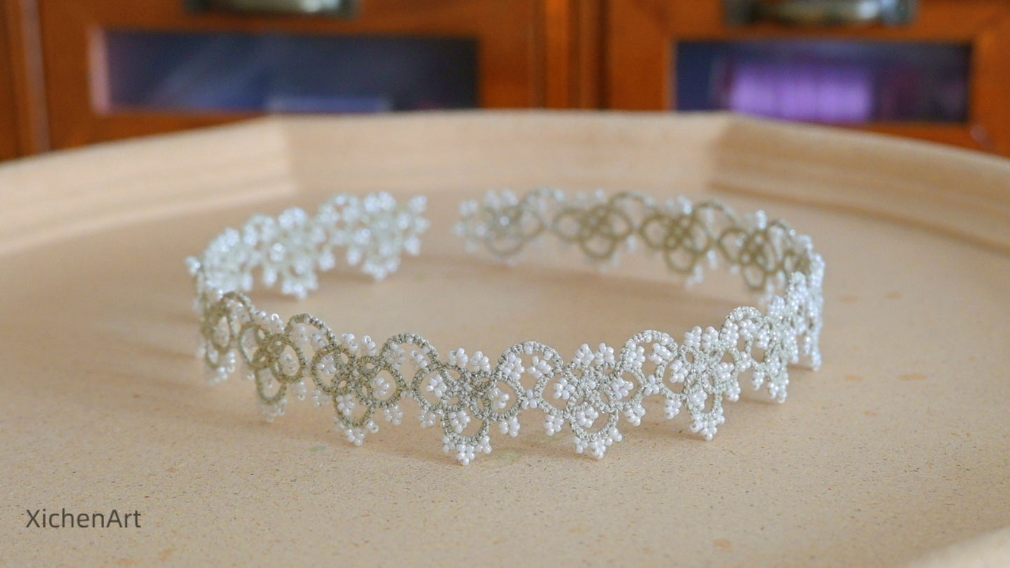 handmade lace tatting choker for bride, bride necklace with tatting lace