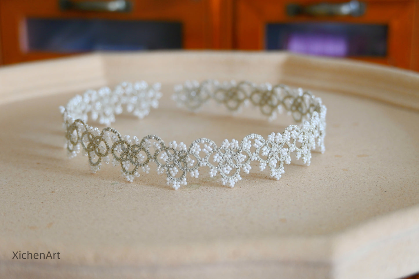 handmade lace tatting choker for bride, bride necklace with tatting lace