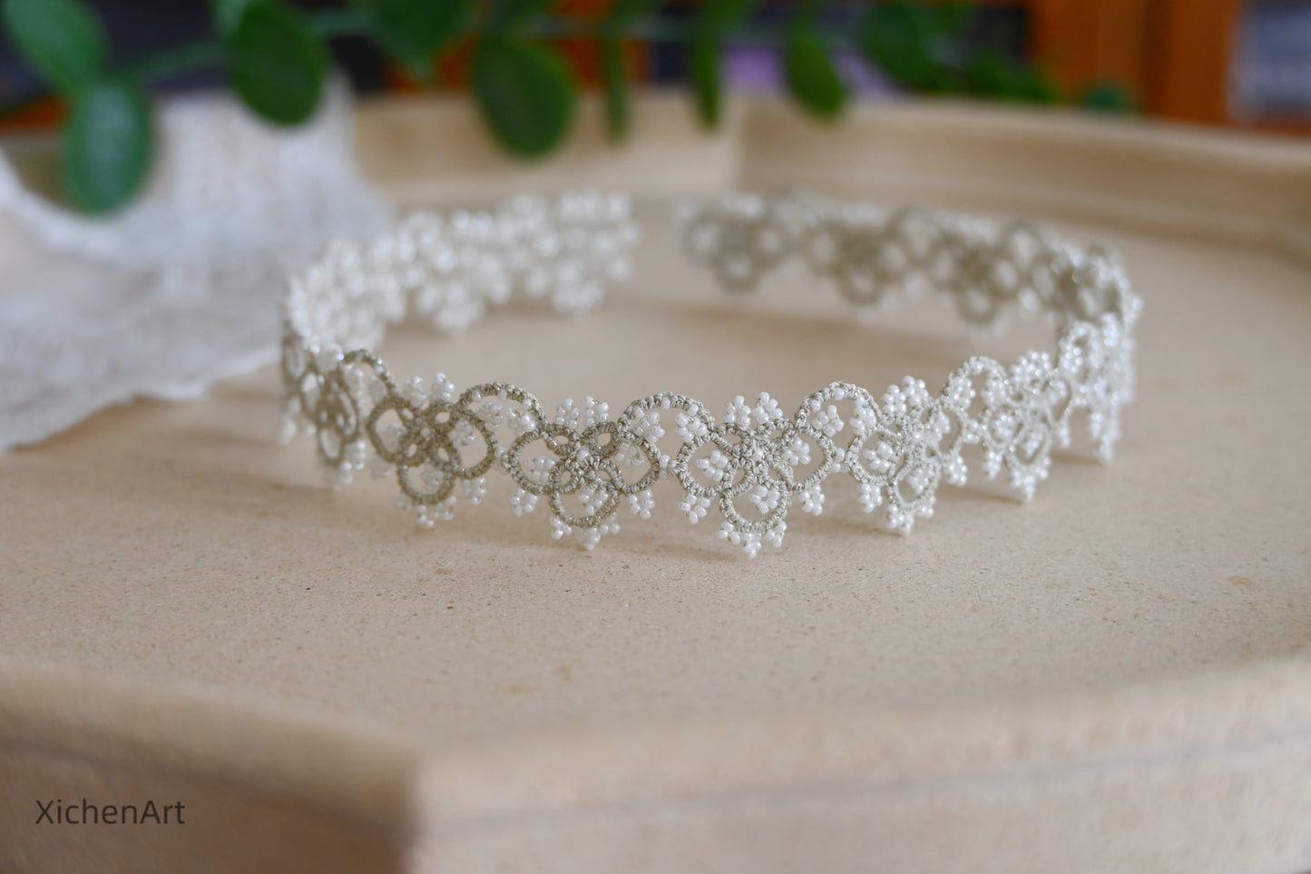 handmade lace tatting choker for bride, bride necklace with tatting lace