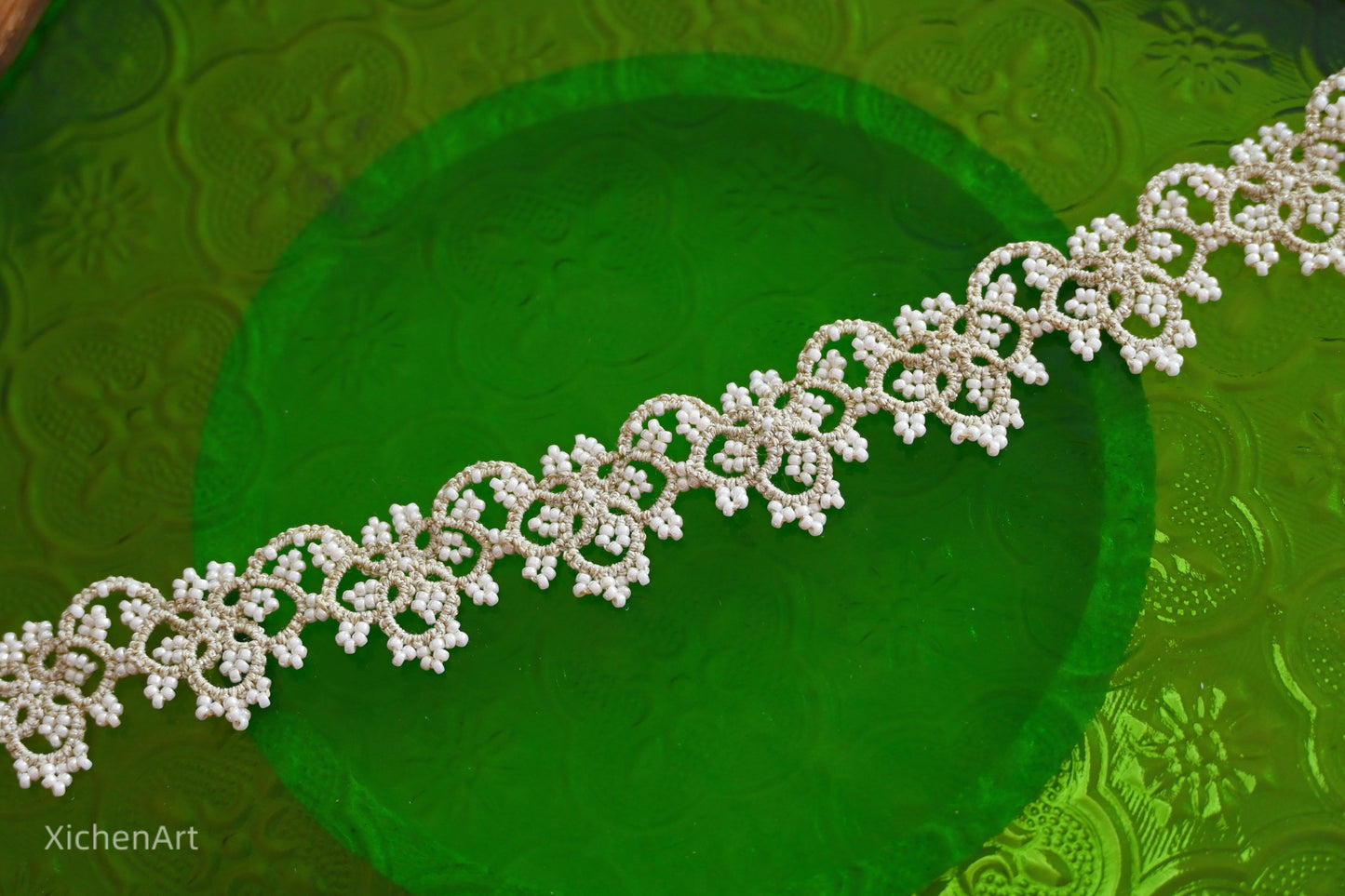 handmade lace tatting choker for bride, bride necklace with tatting lace