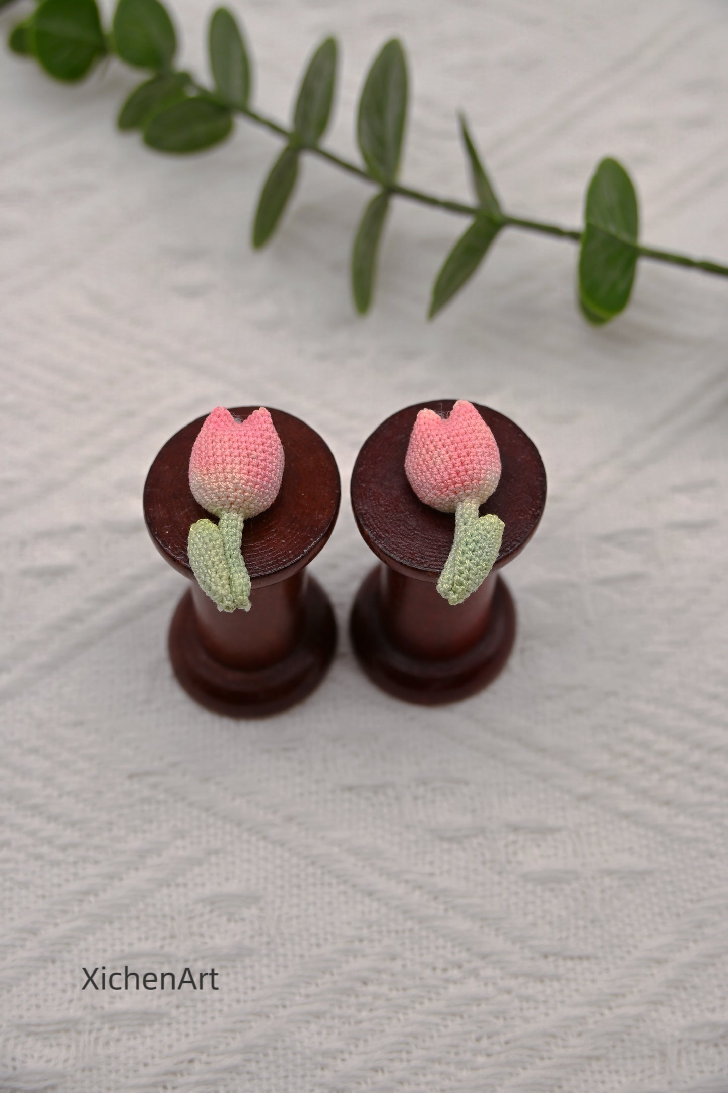 micro crochet tulip earring