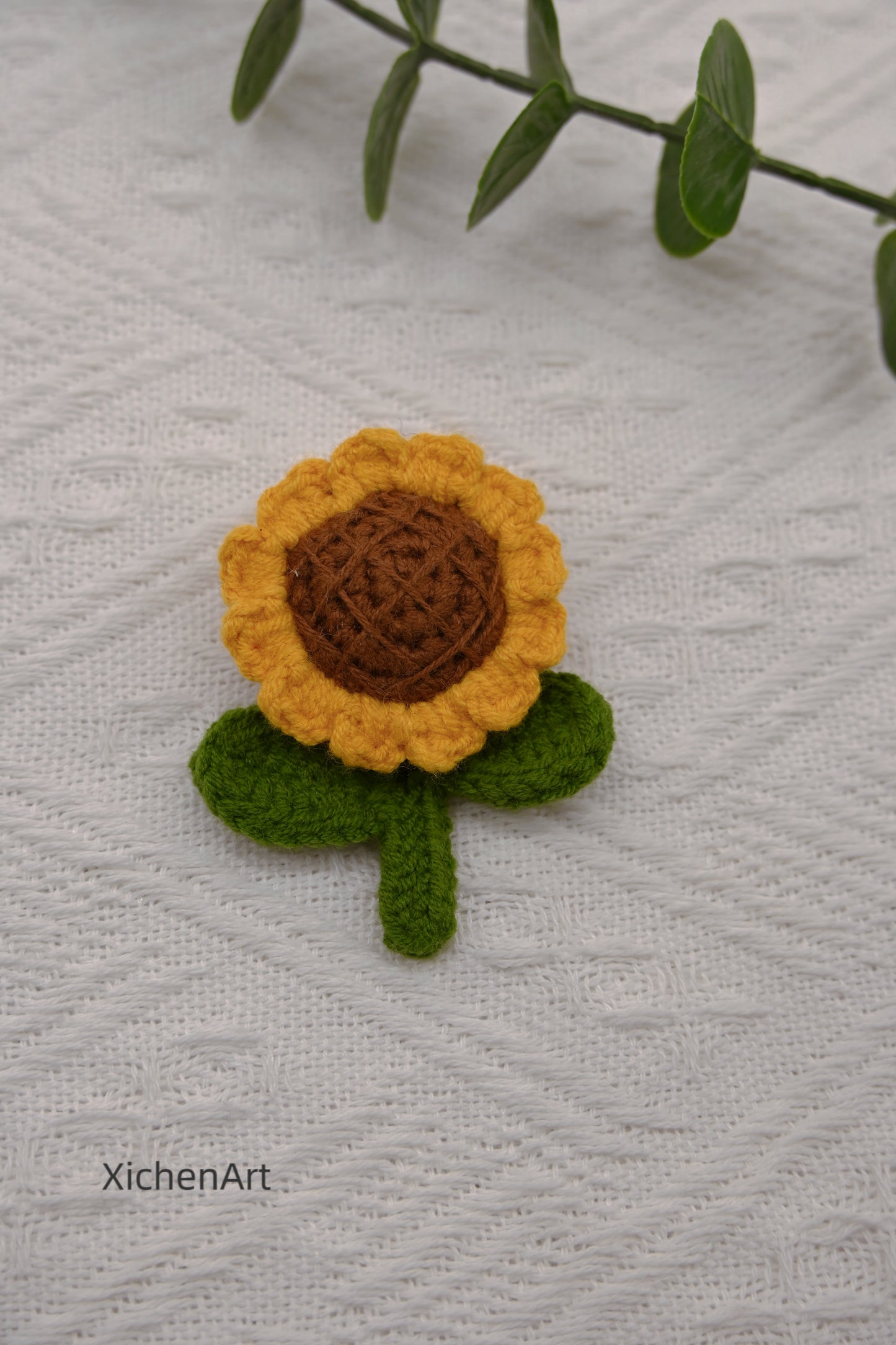 crochet sunflower brooch