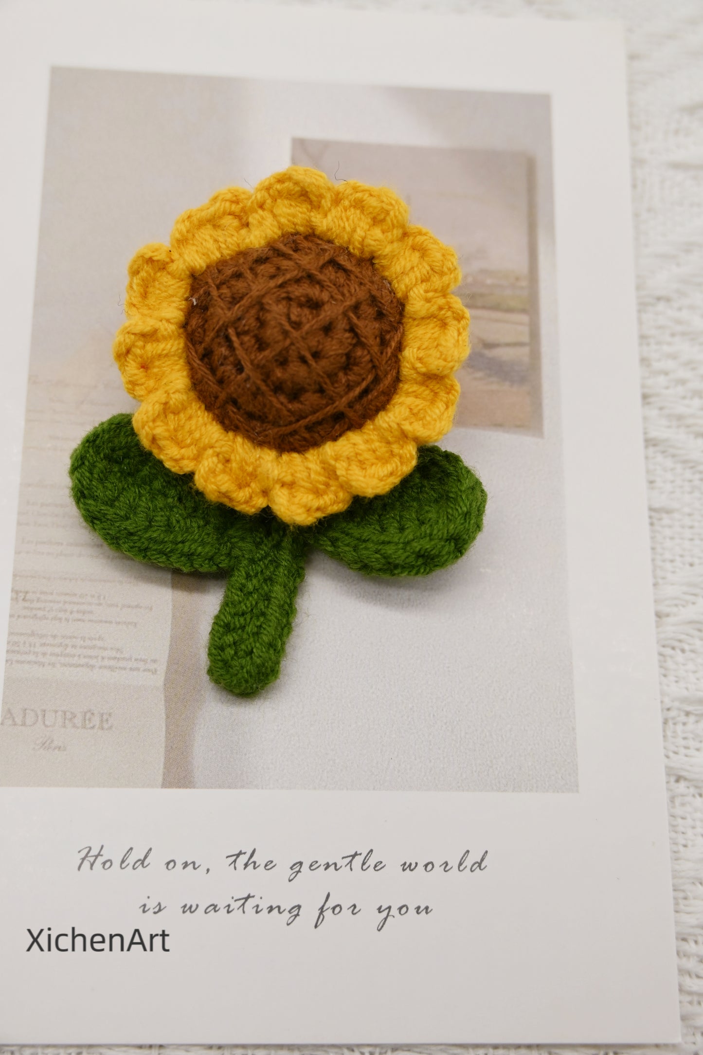 crochet sunflower brooch