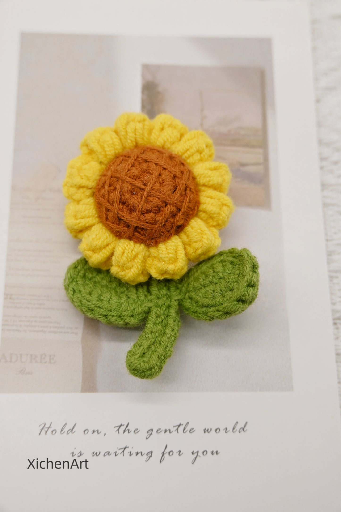 crochet sunflower brooch