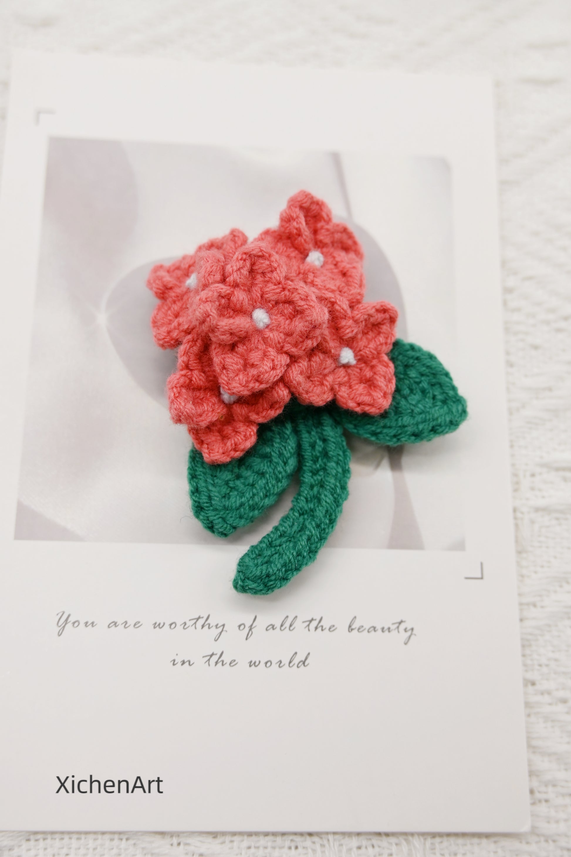 crochet hydrangea flower brooch