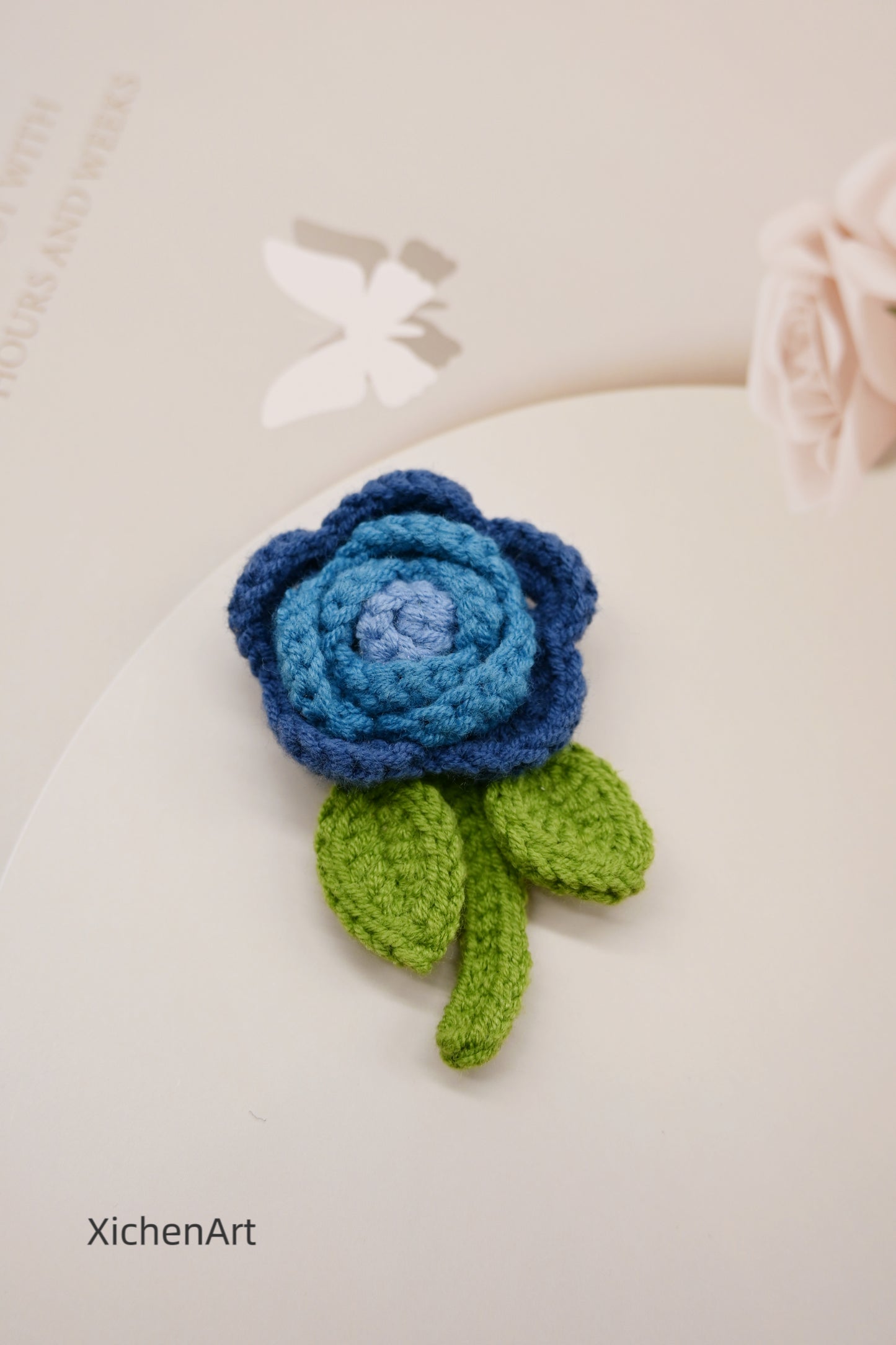 crochet rose brooch