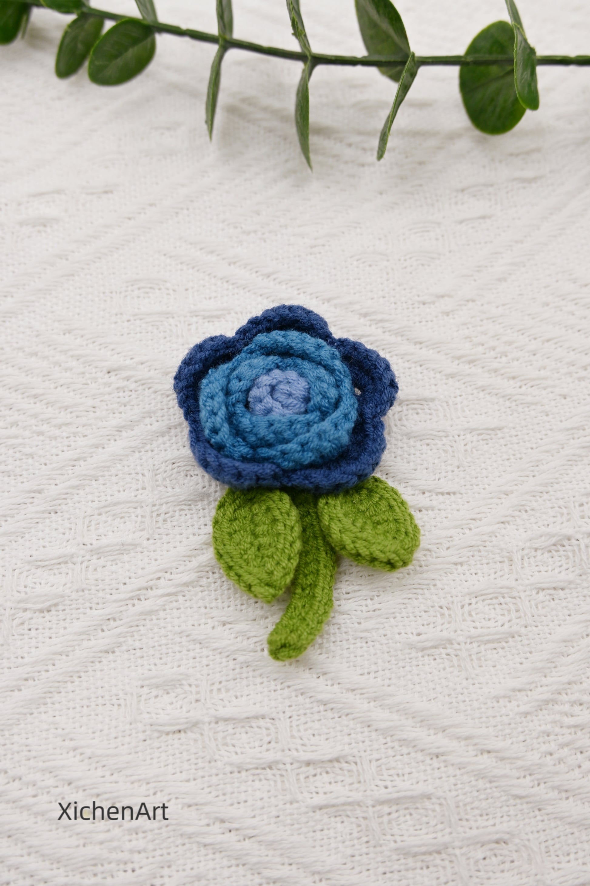 crochet rose brooch