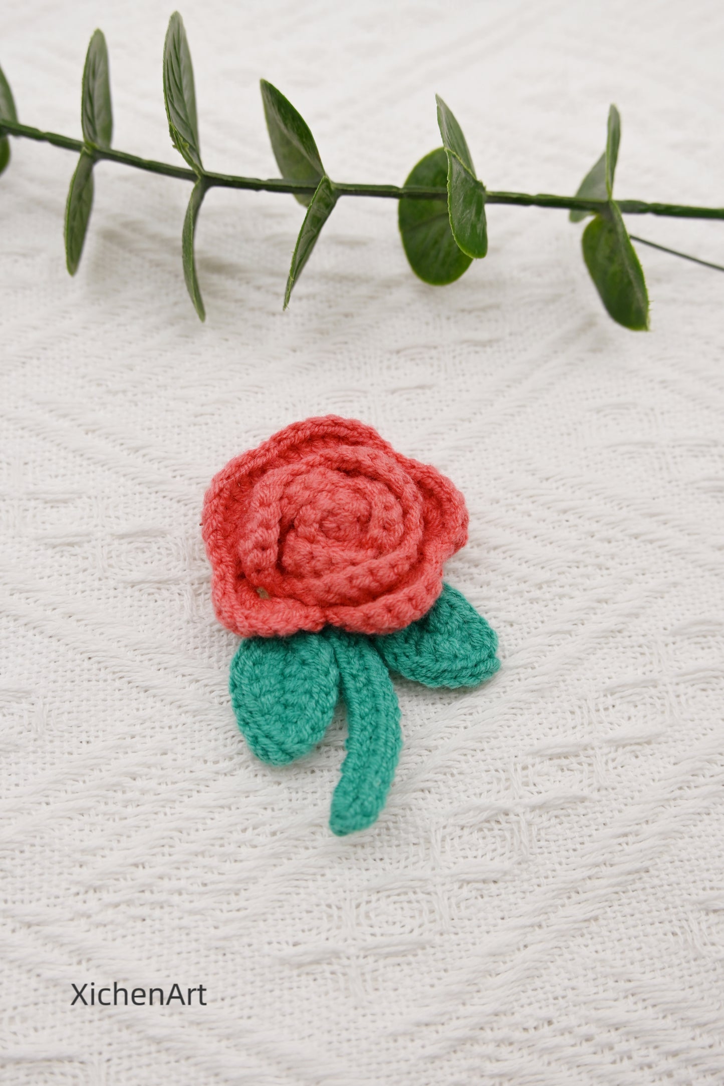 crochet rose brooch