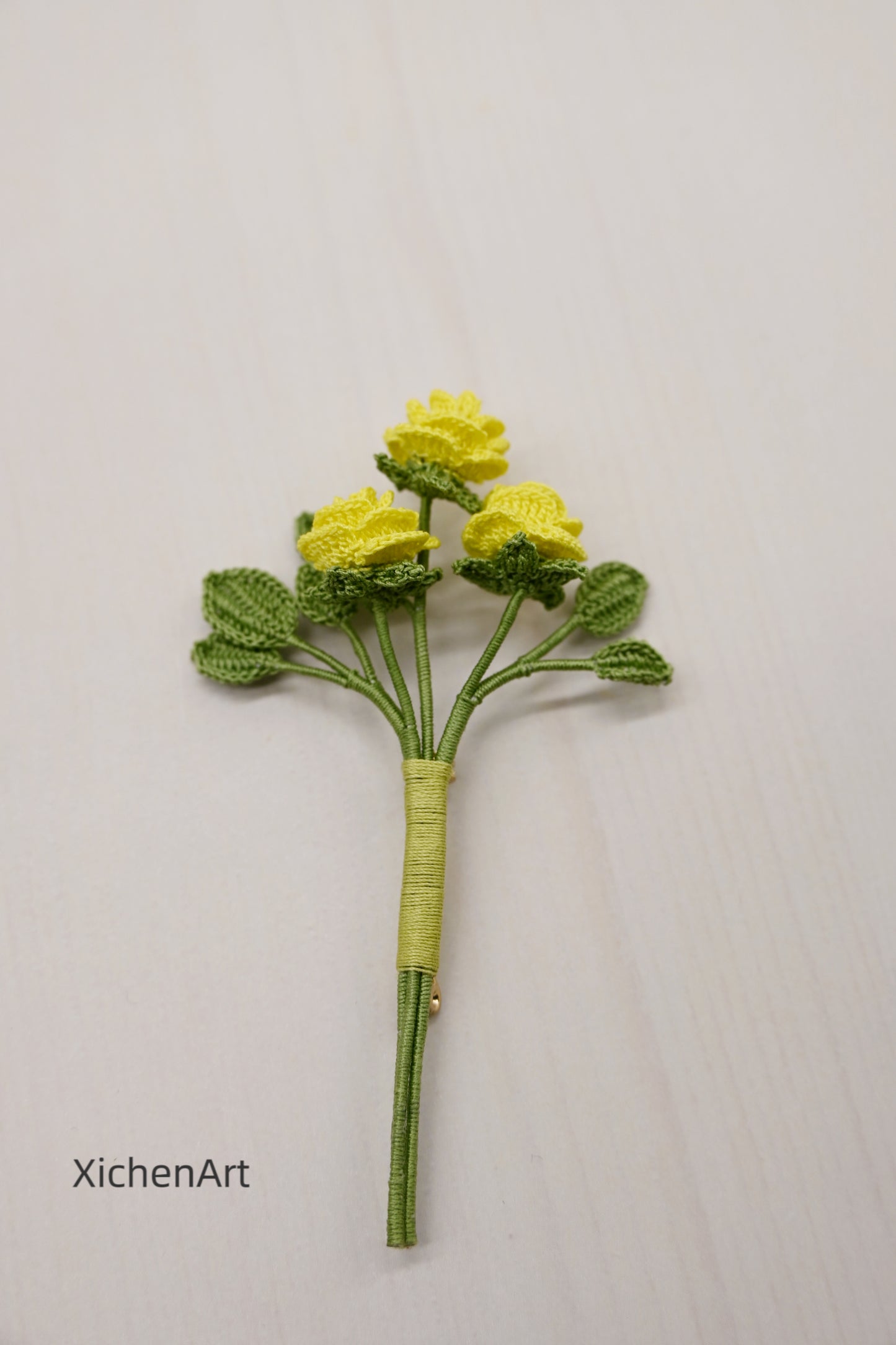 micro crochet rose brooch