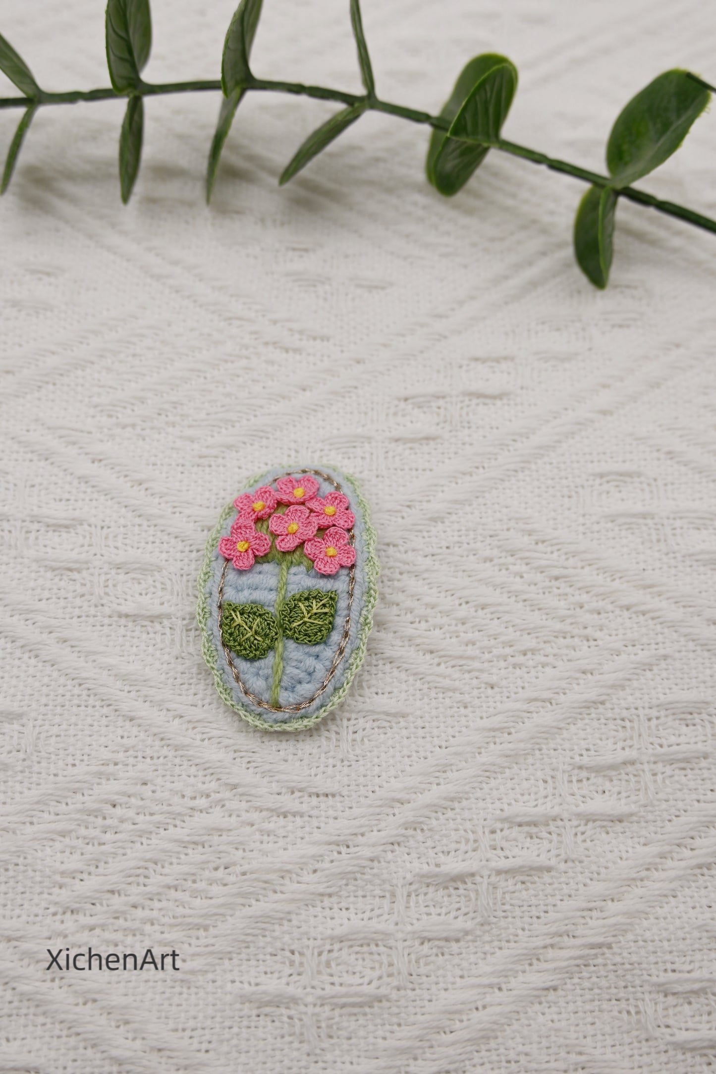 micro crochet hydrangea flower hair clip