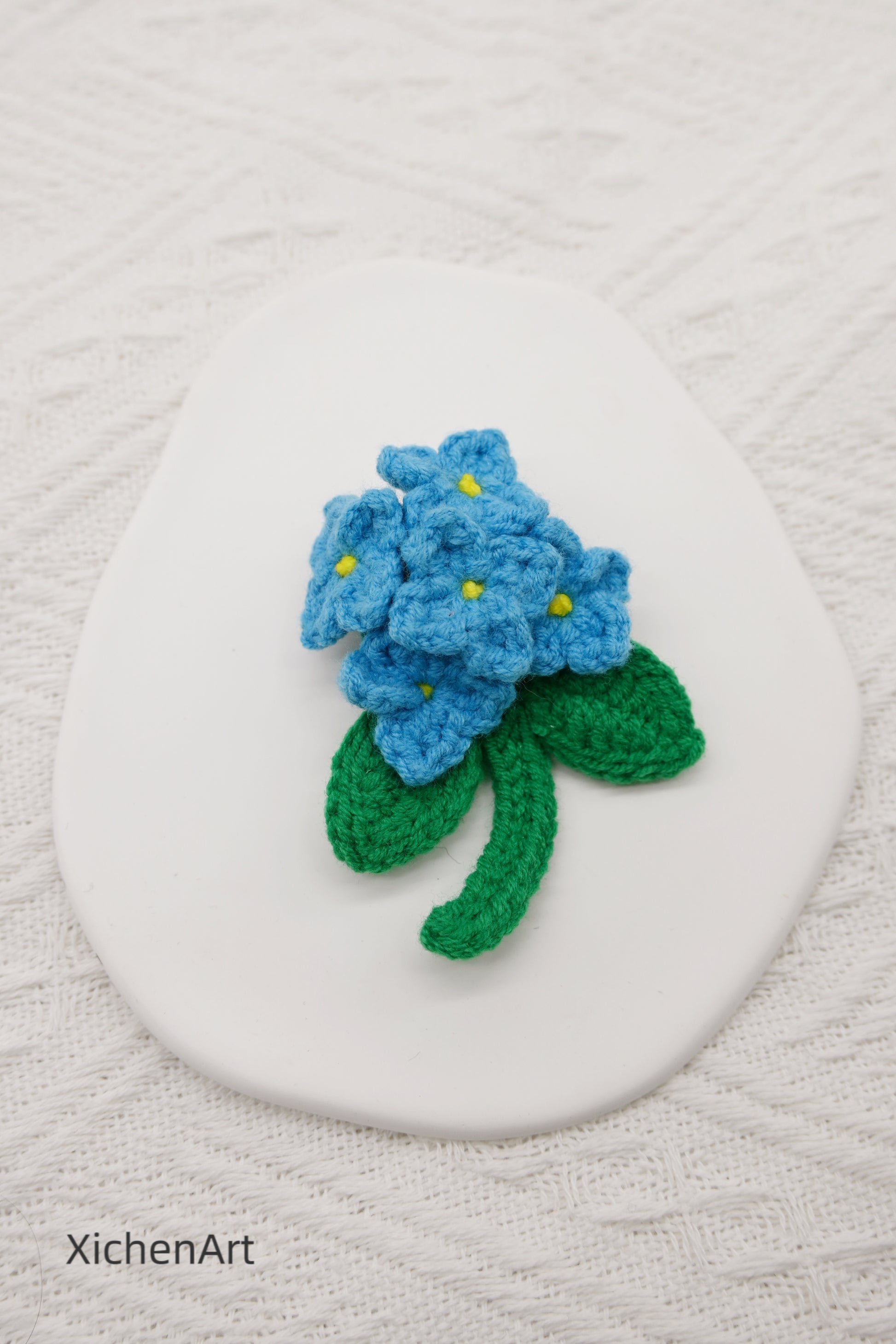 crochet hydrangea flower brooch