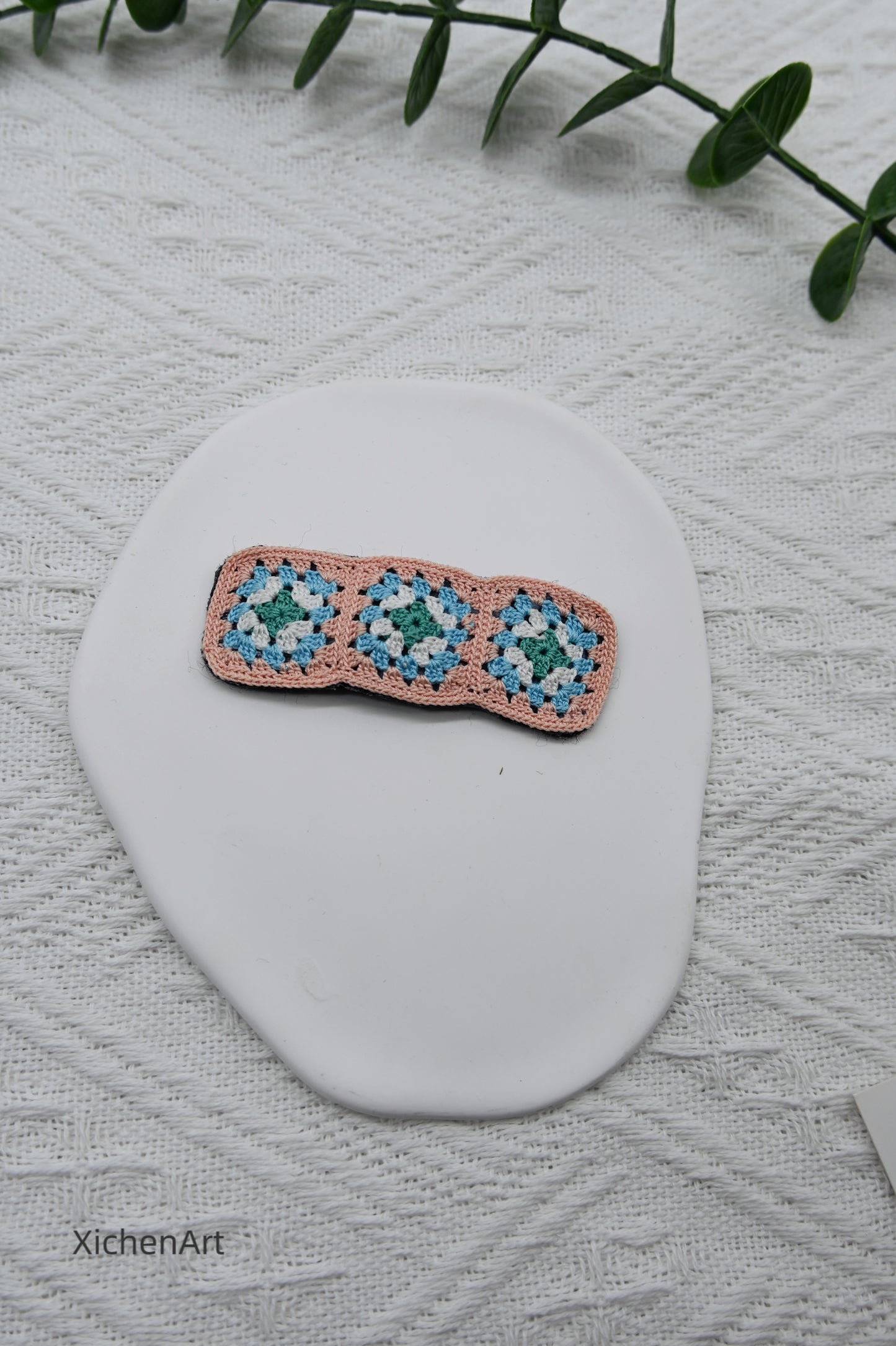 micro crochet granny square hair clip