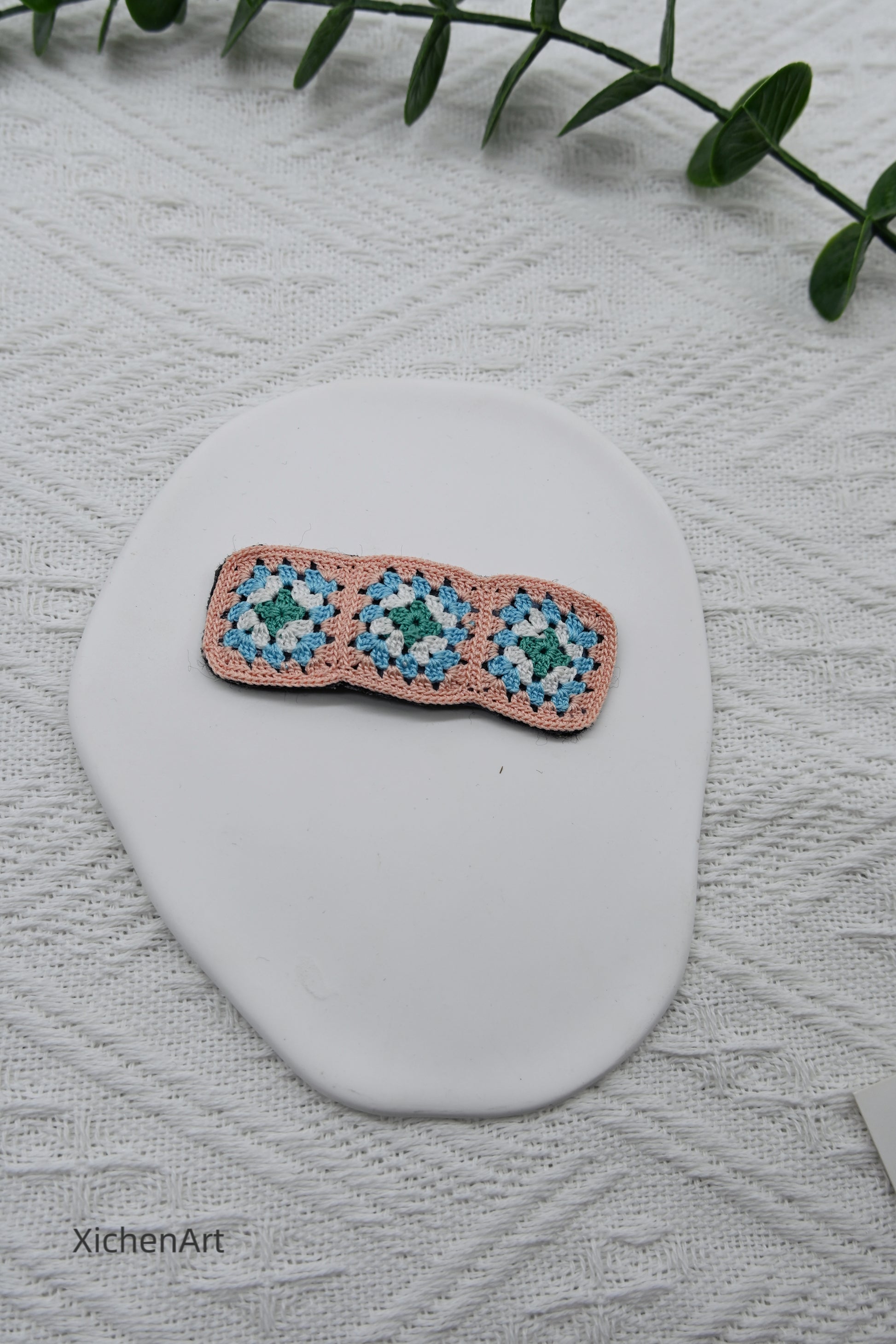 micro crochet granny square hair clip