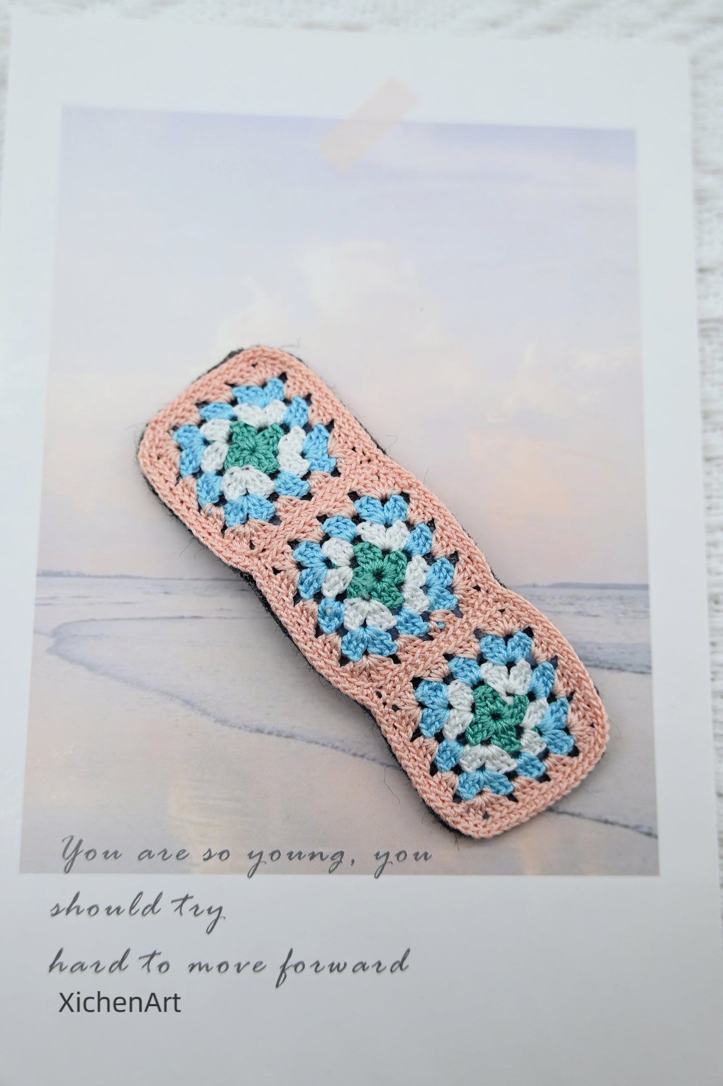 micro crochet granny square hair clip