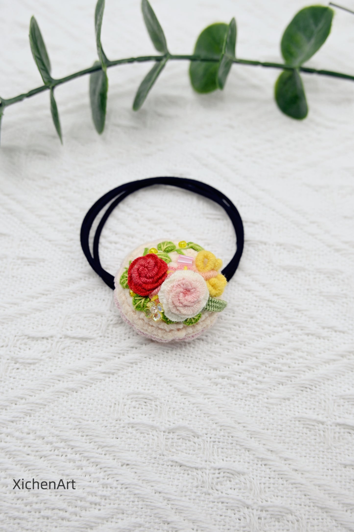 embroider flower hair rope