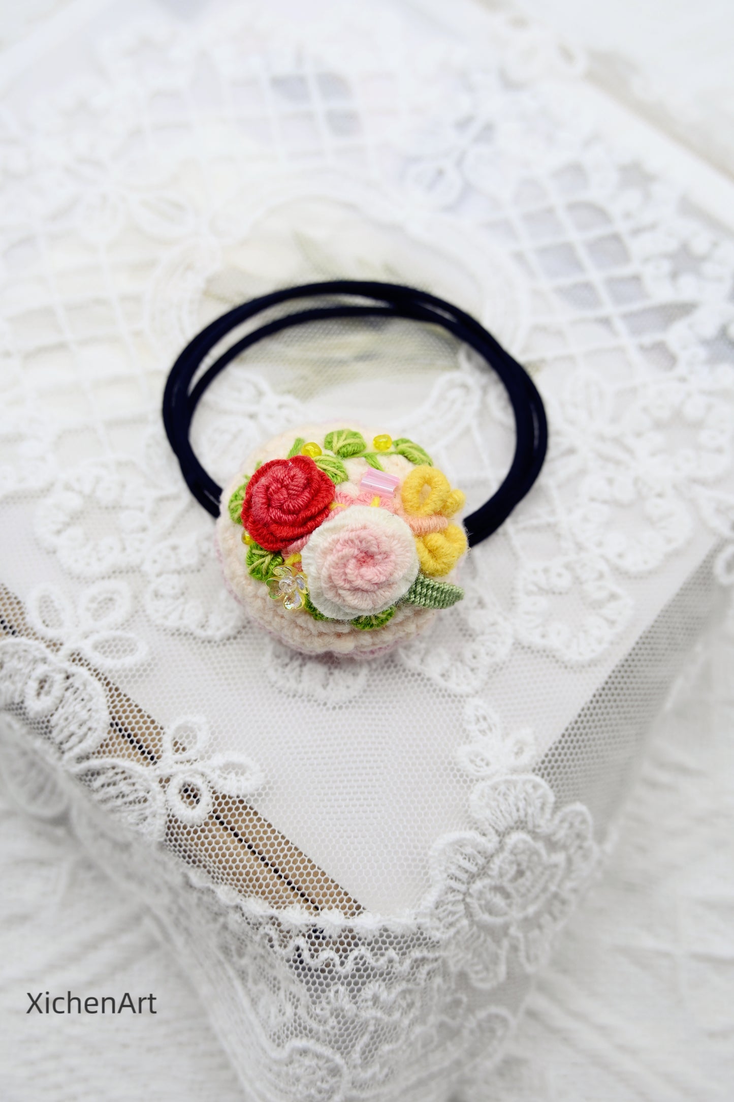 embroider flower hair rope