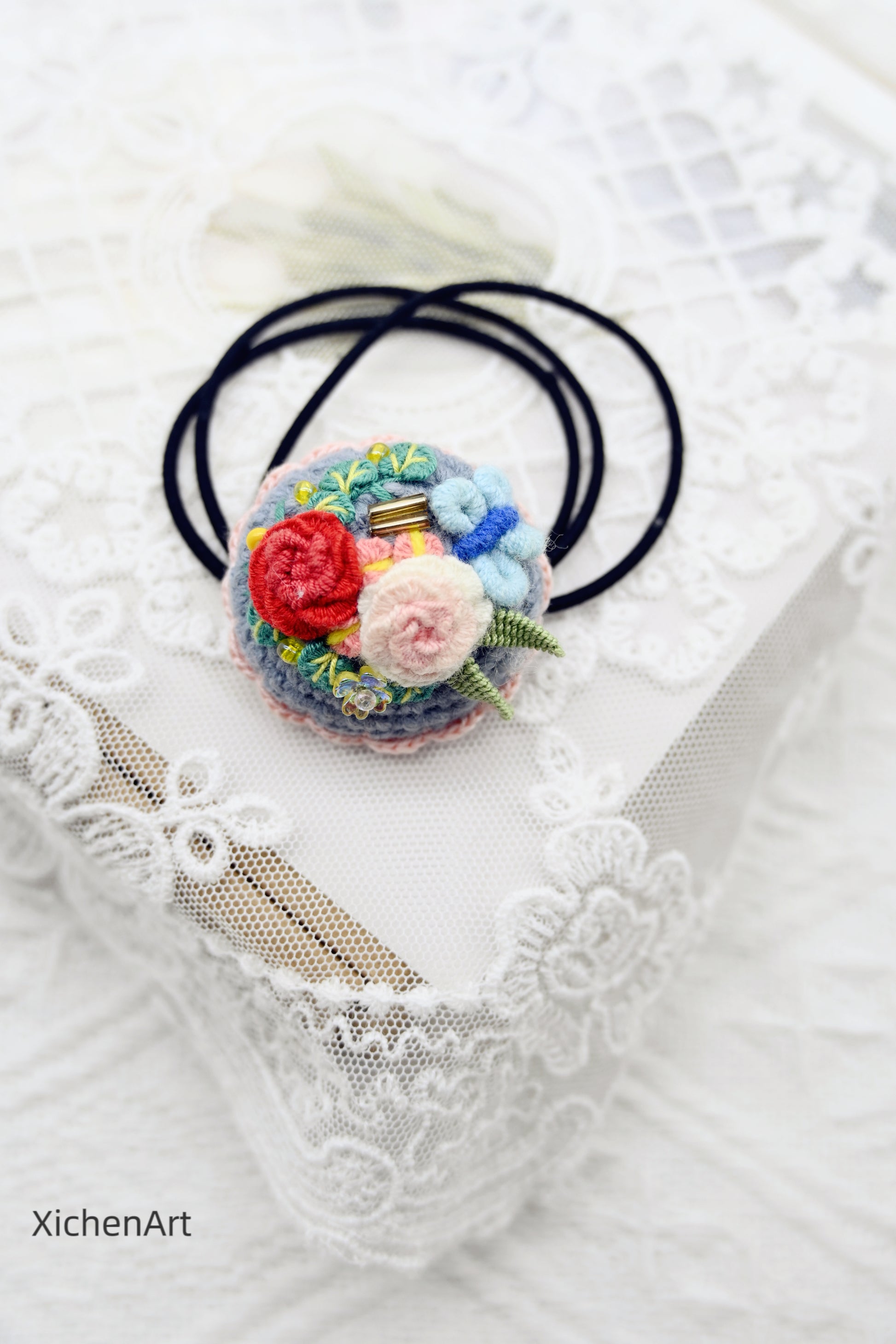 embroider flower hair rope