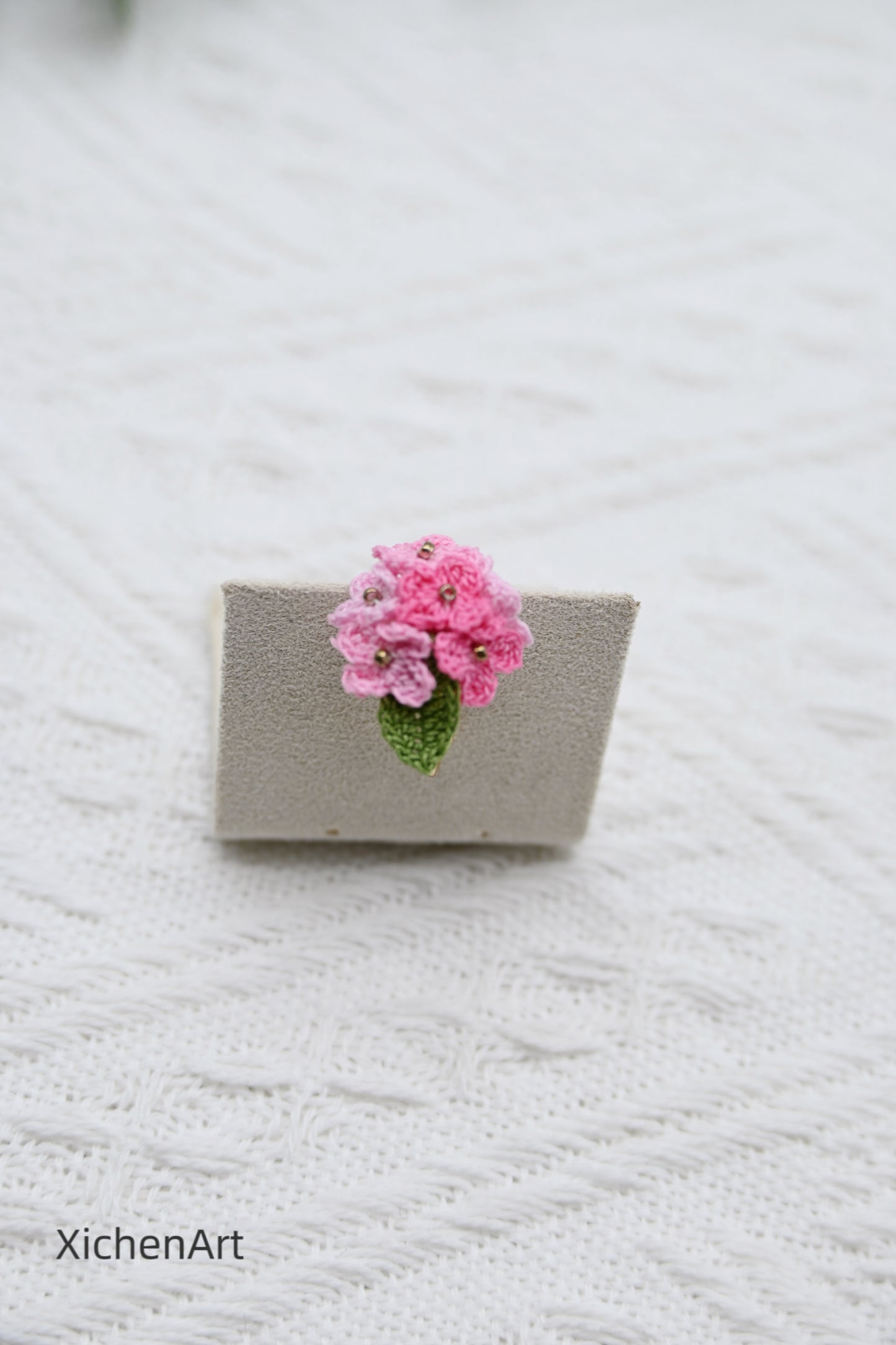 adjustable micro crochet laurel flower ring