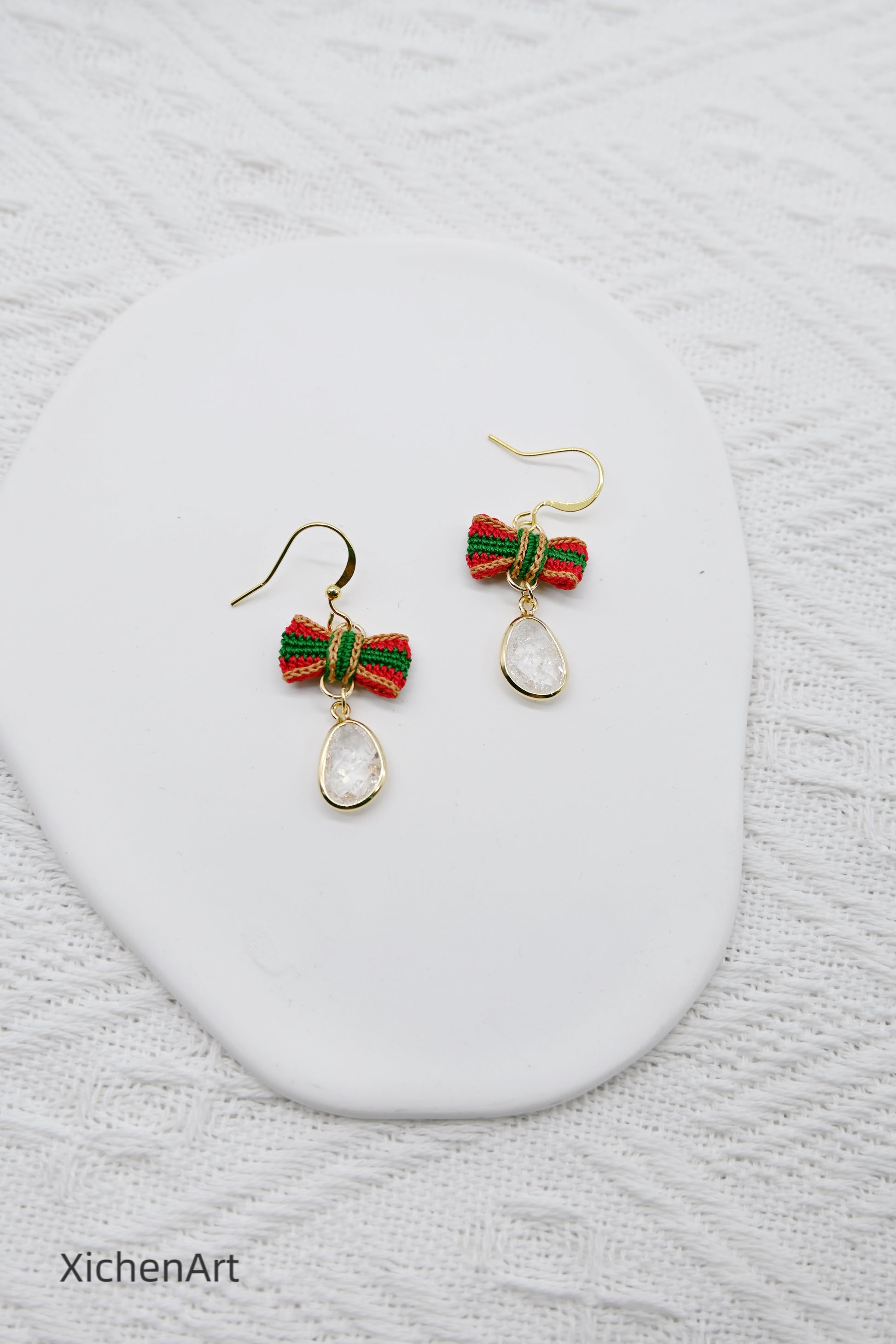 micro crochet Christmas style earrings