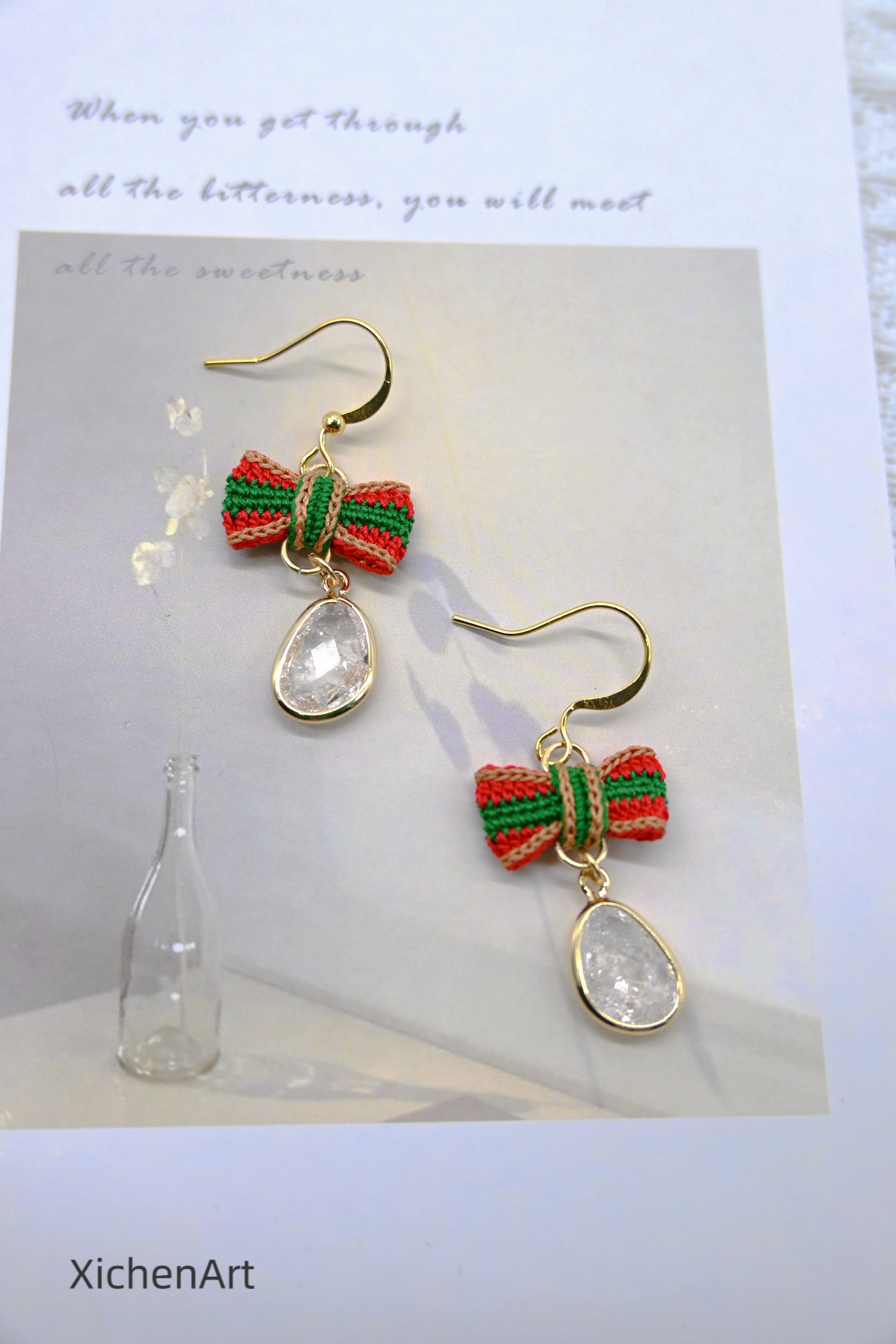 micro crochet Christmas style earrings