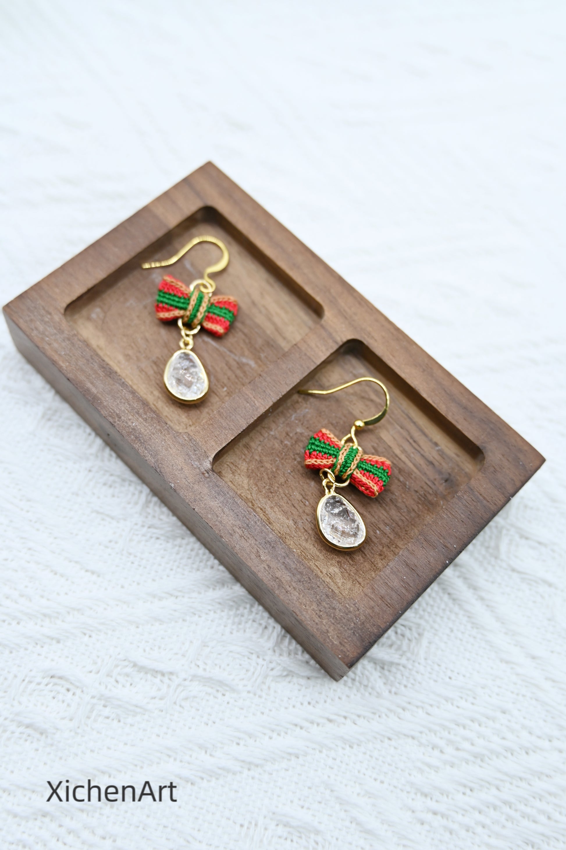 micro crochet Christmas style earrings