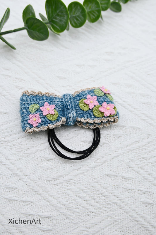 micro crochet lotus flower hair rope