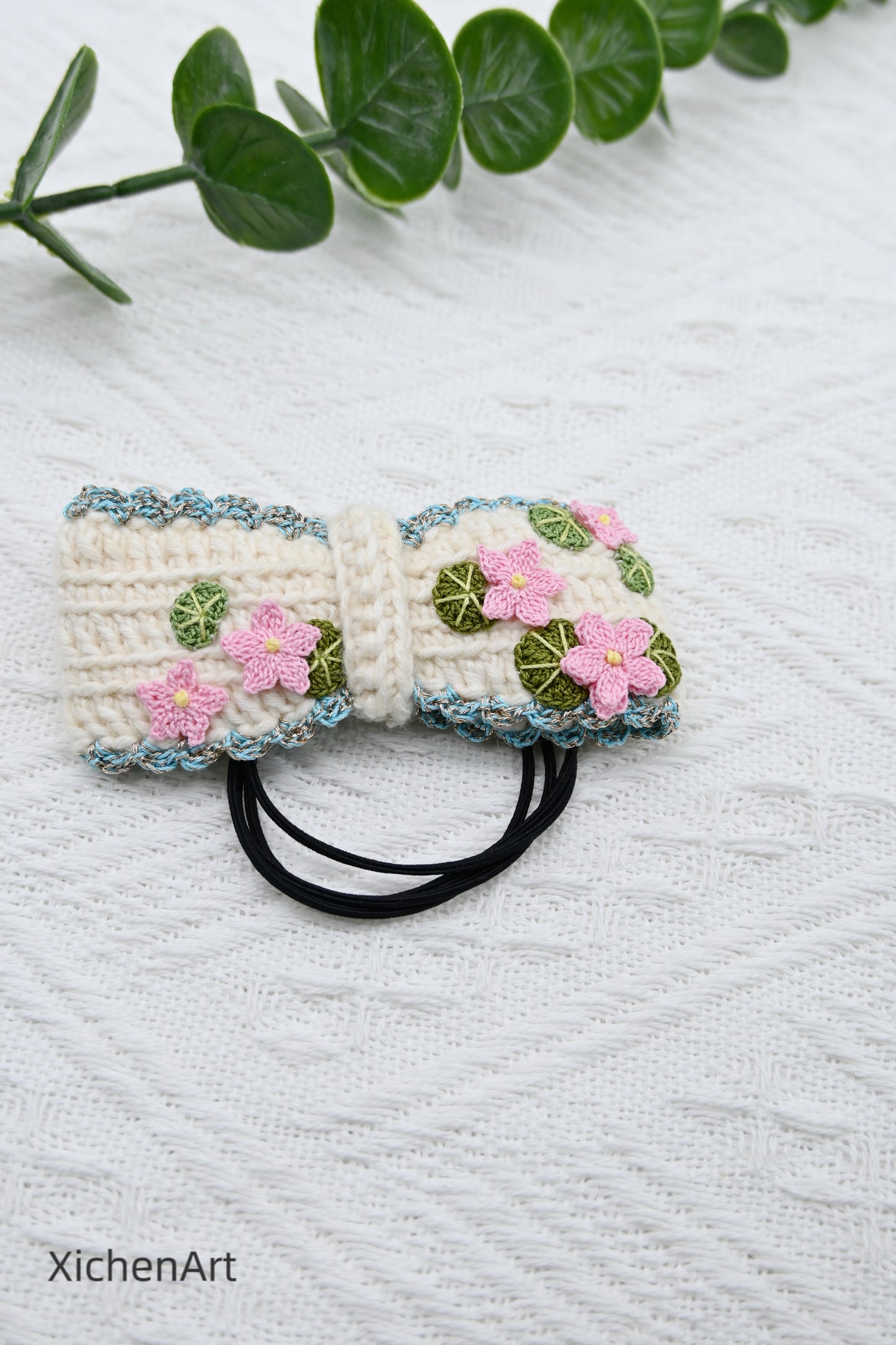 micro crochet lotus flower hair rope