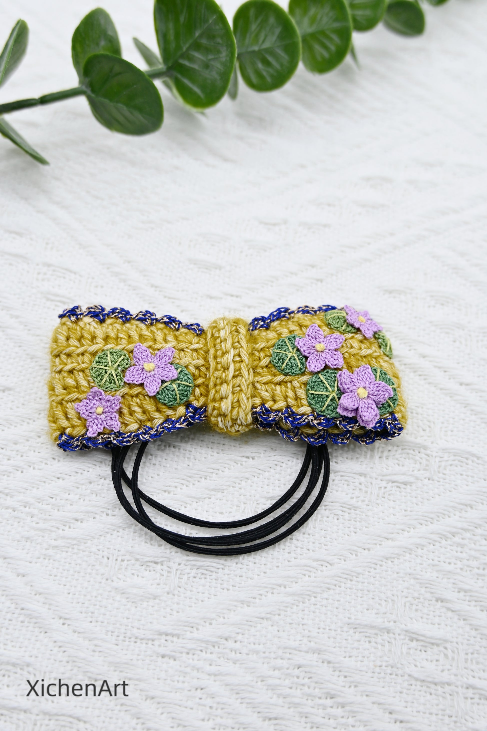 micro crochet lotus flower hair rope