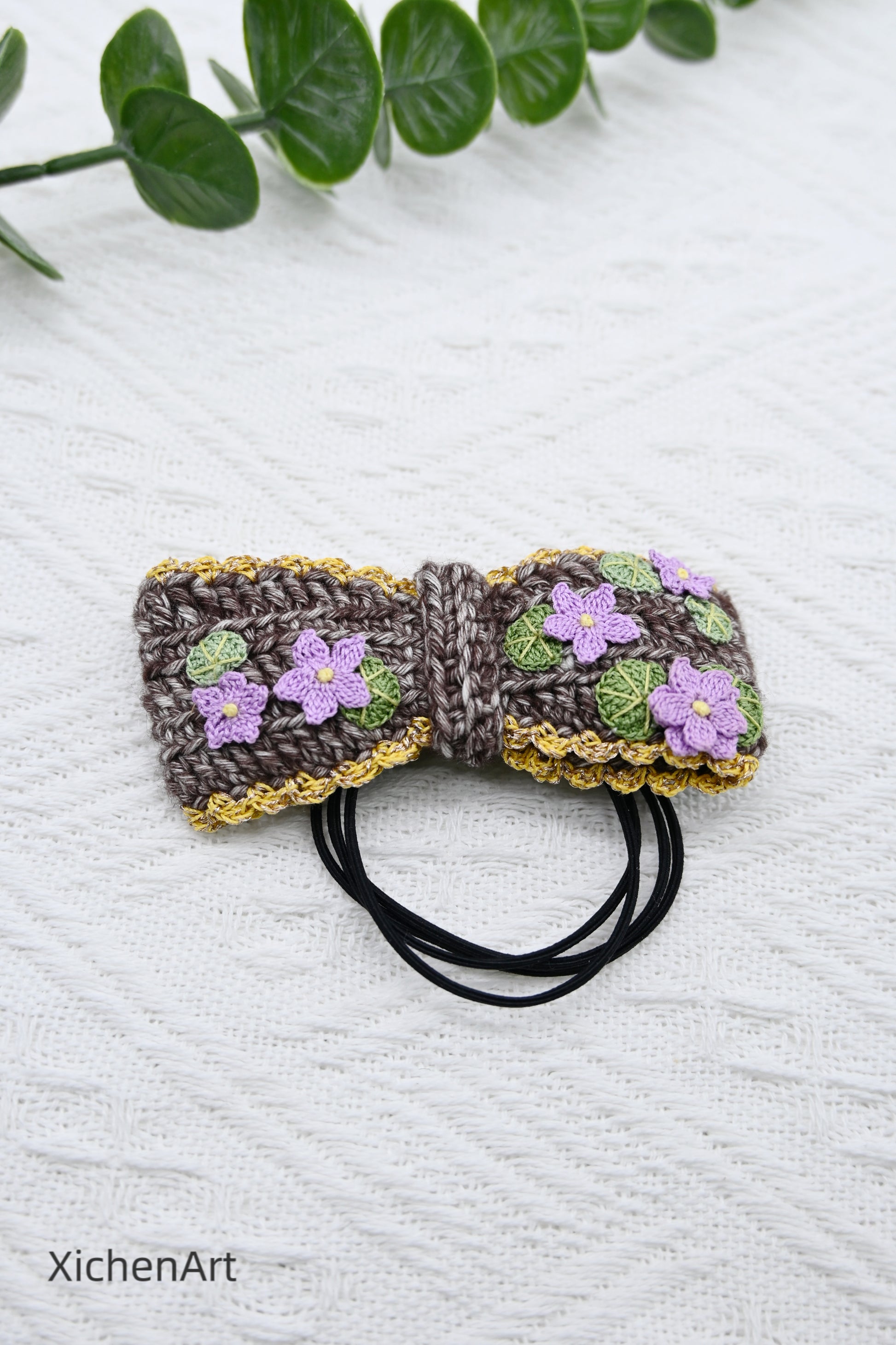 micro crochet lotus flower hair rope