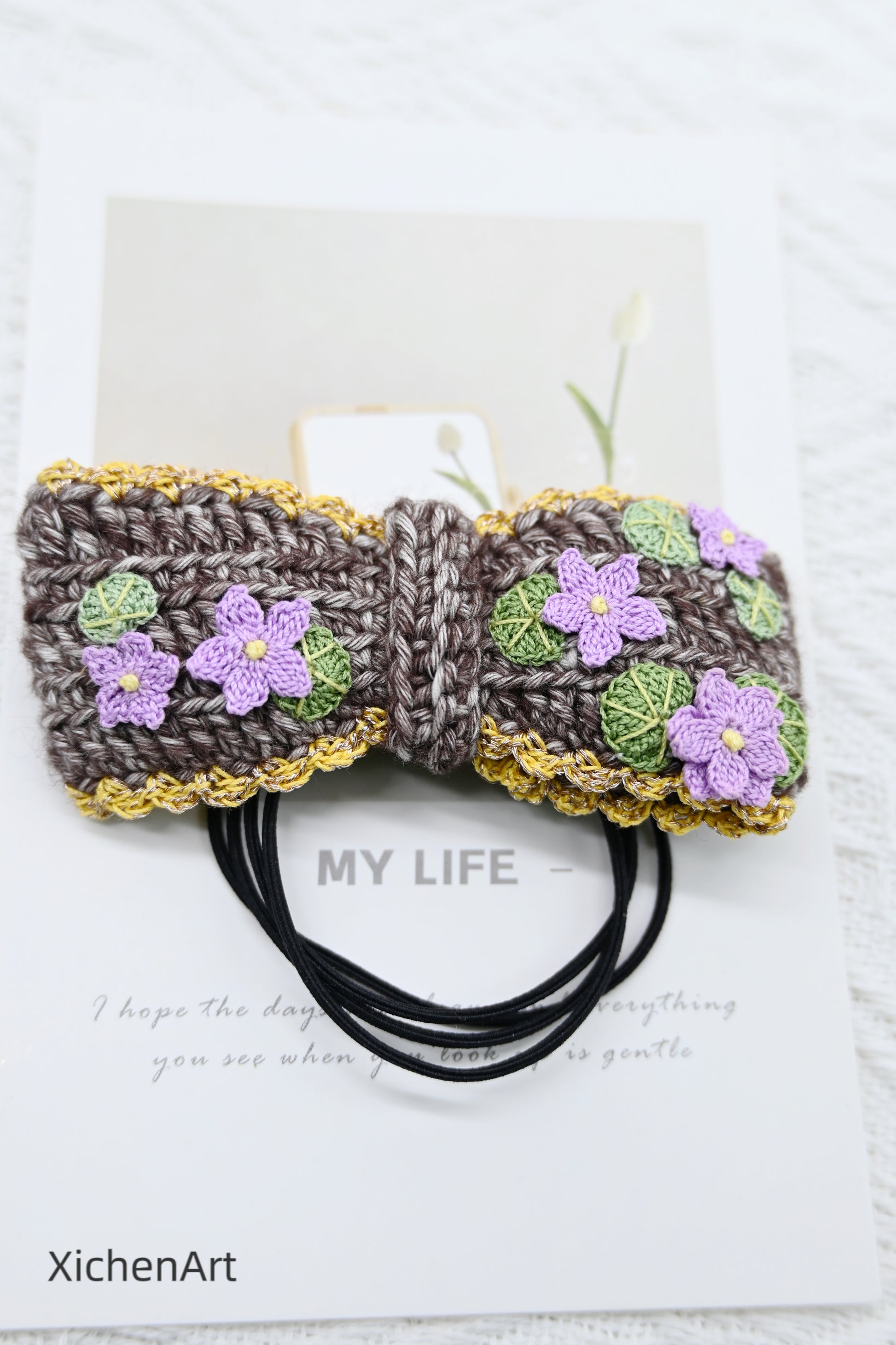 micro crochet lotus flower hair rope