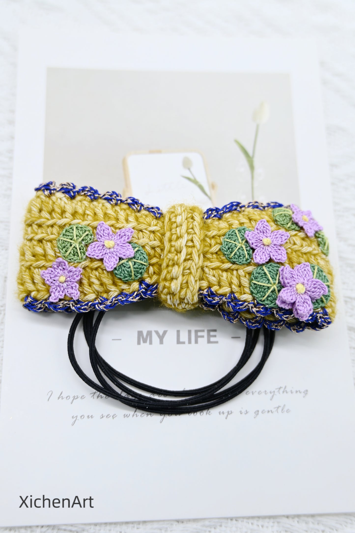 micro crochet lotus flower hair rope