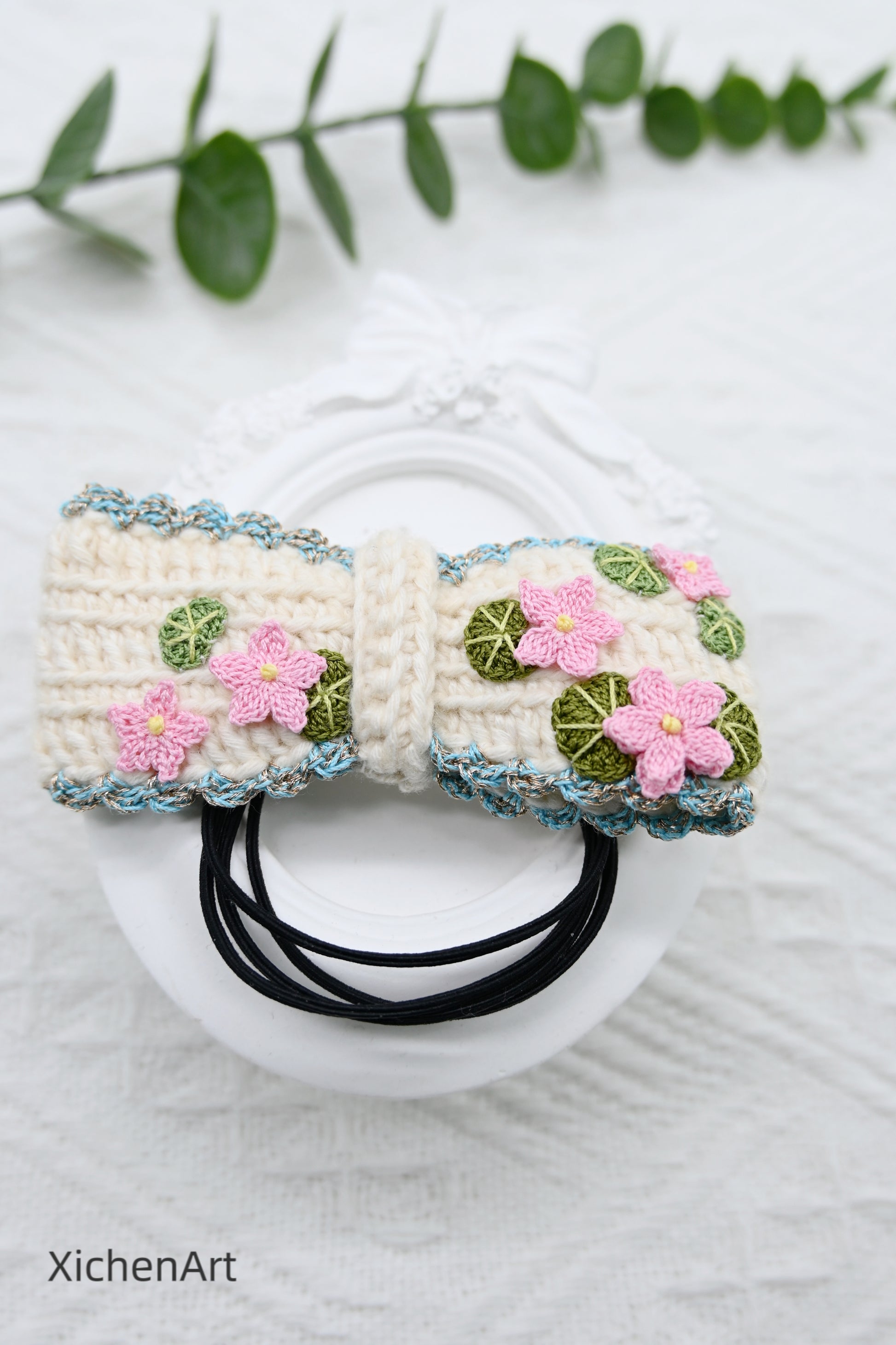 micro crochet lotus flower hair rope