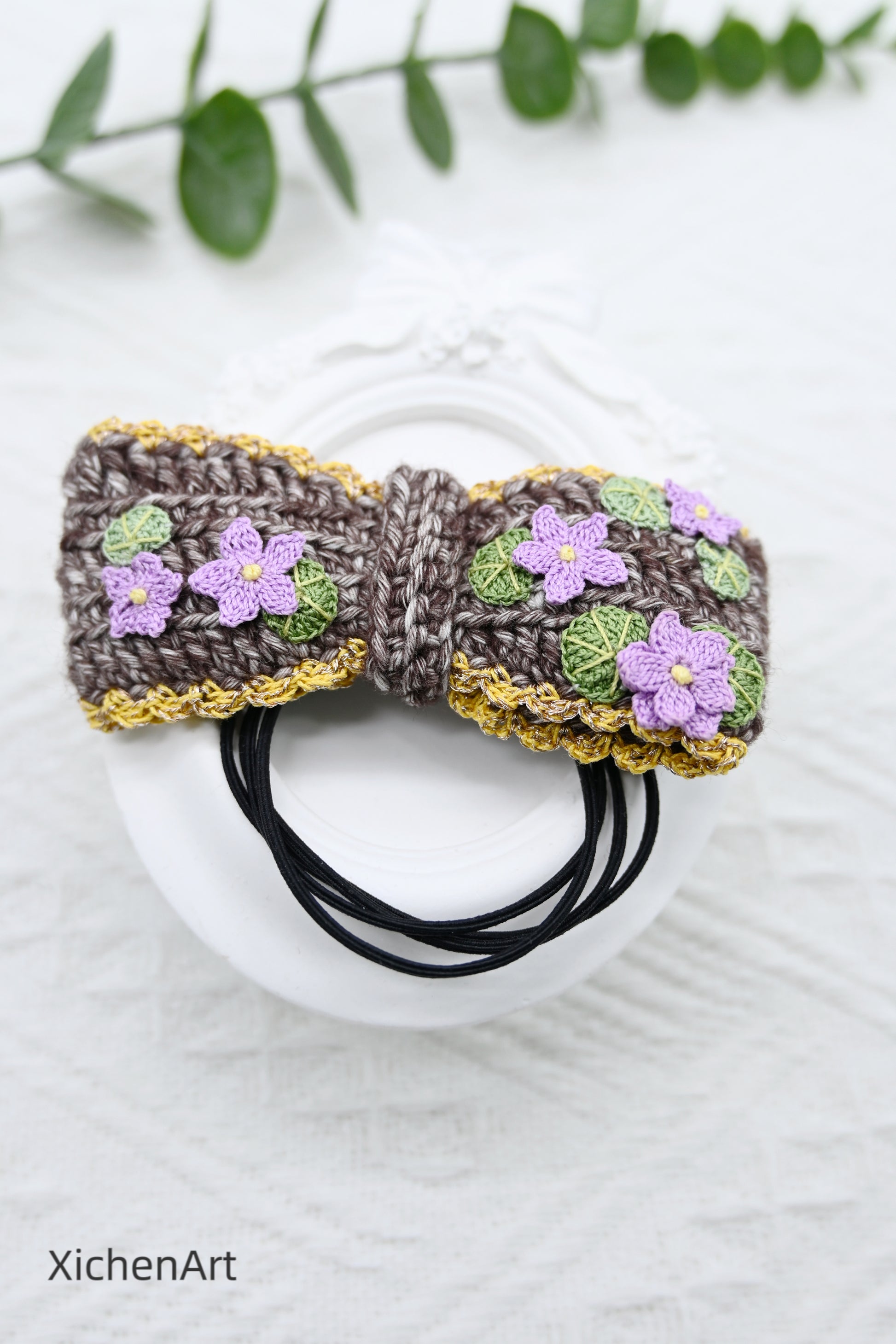 micro crochet lotus flower hair rope