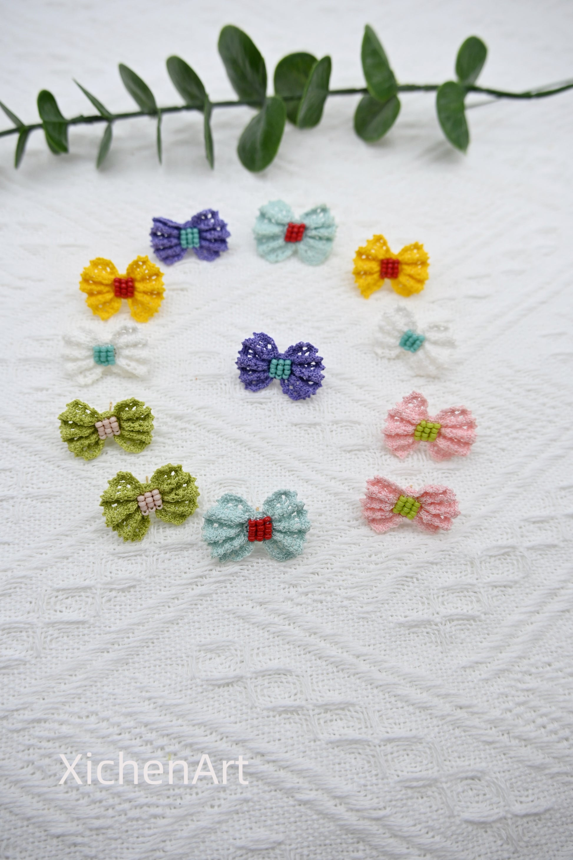 micro crochet bow tie earring